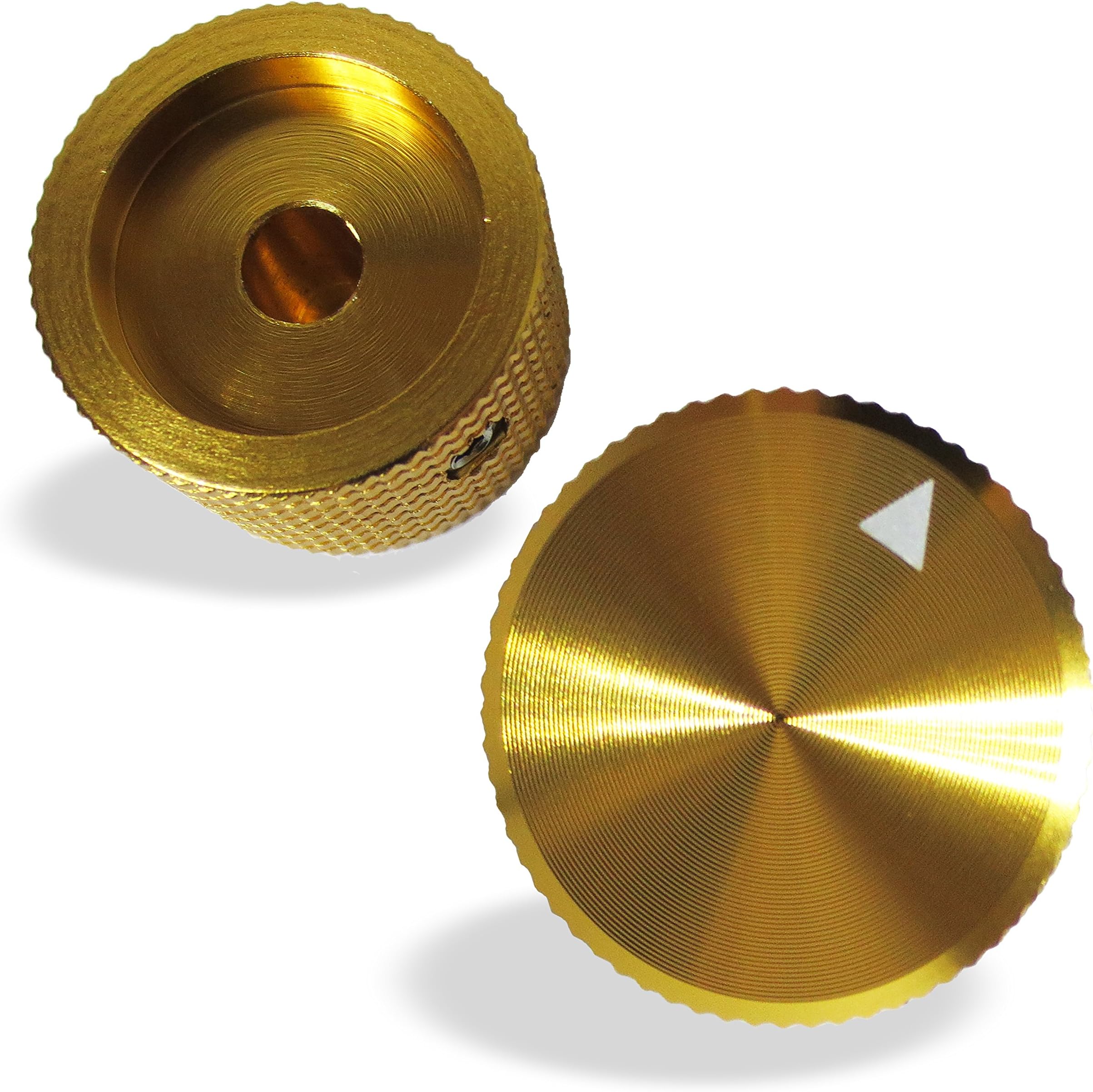 Riverstone Audio - Pair (2 PCS, Gold-Color) Potentiometer Knobs - Solid Aluminum - 25mm Dia.x15mm Height, Volume Control Knob, Amplifier, Electric Guitar, Finish Gold, Fits 6.0 mm Shaft