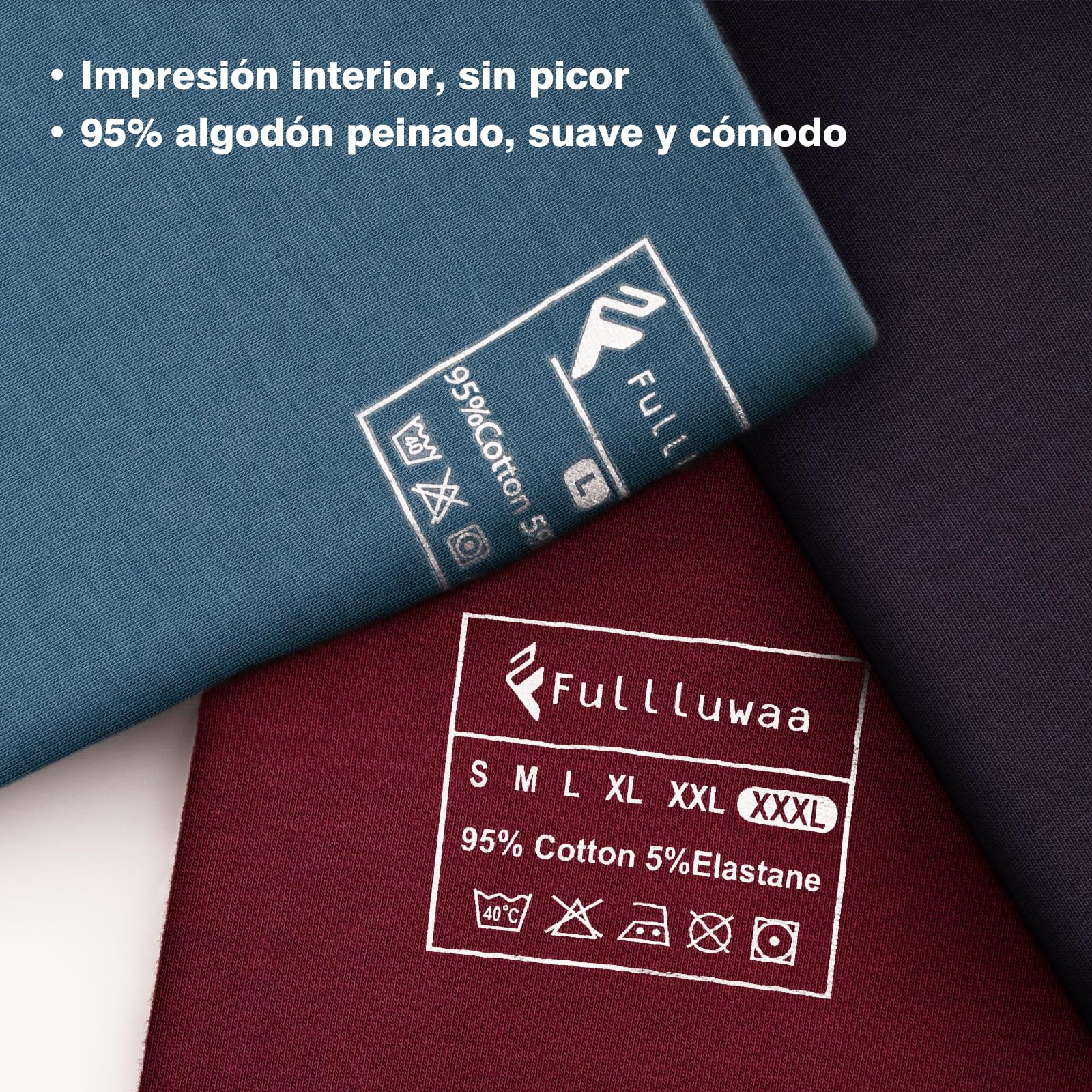 Fullluwaa Boxer Hombre Pack 8, Algodón Elástico, Suaves, sin Etiquetas | Pack Calzoncillos Hombre Boxer, Transpirable y Cómodo, Costuras Finas, Resistentes Sencillos, Cintura Elástica
