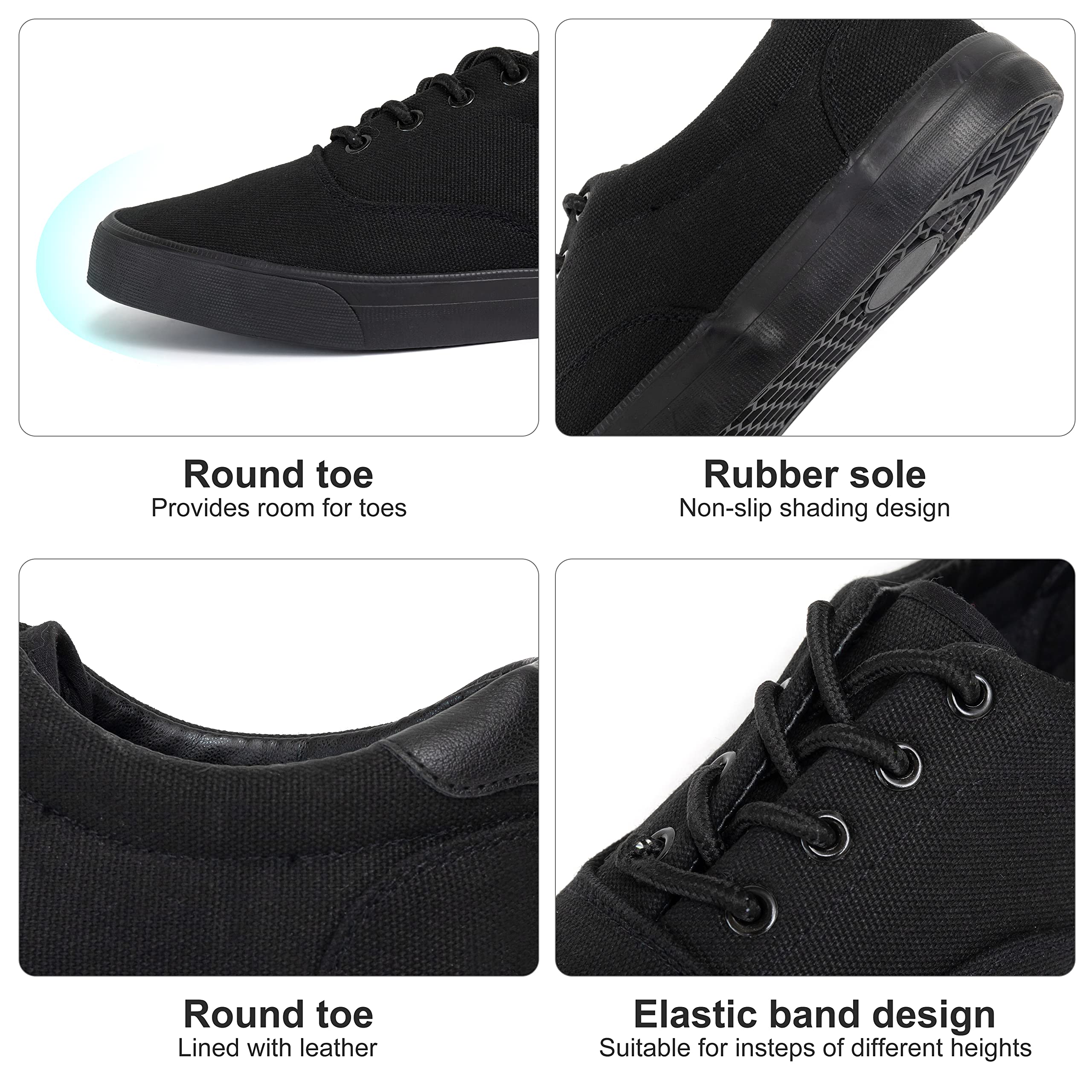 Snapklik.com : Classic Black Low Top Canvas Sneakers - Soft Insole