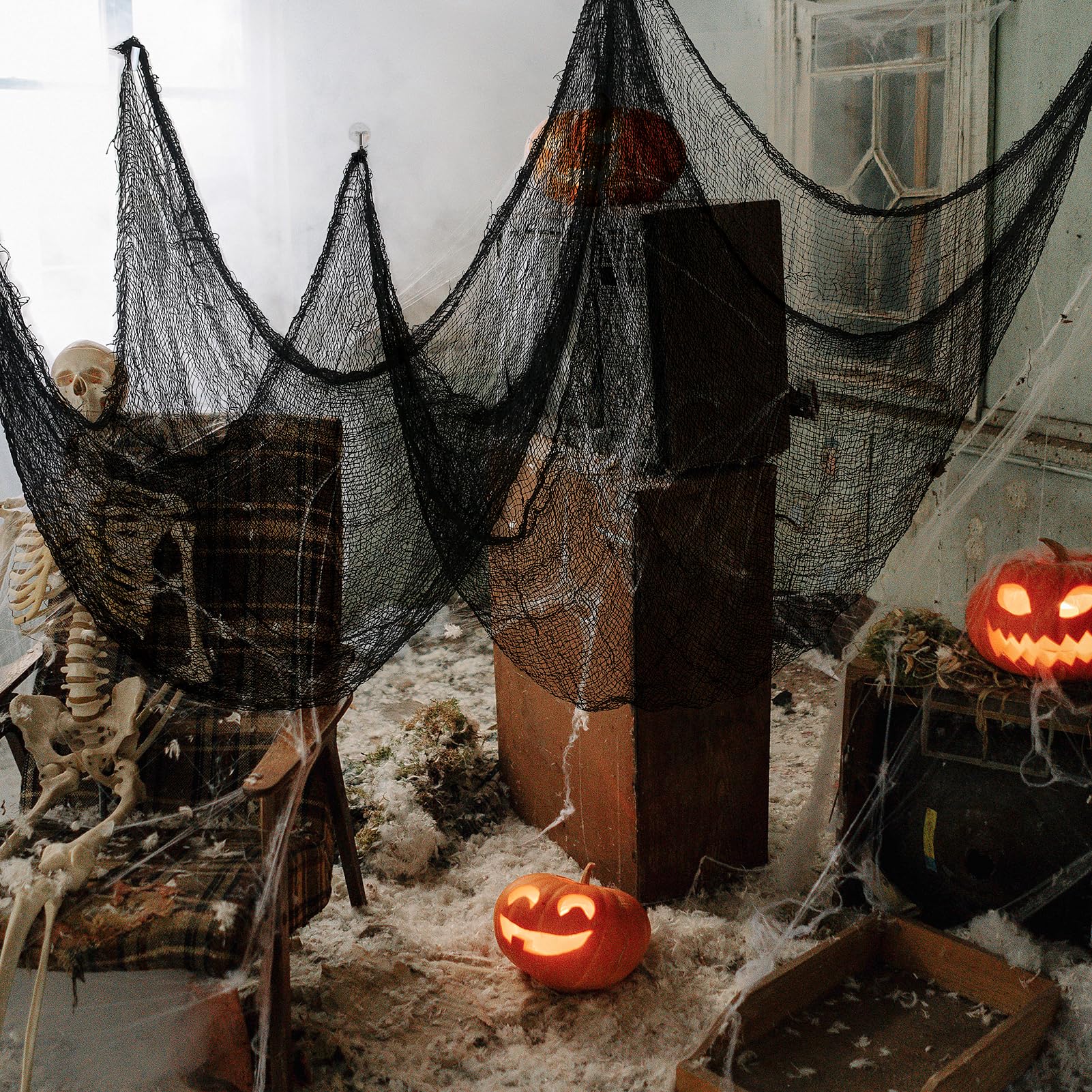 Lot De 4 Sets De Table Halloween Toile D'Araignée - Noir, 30x30cm, Antidérapants