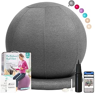 ProBalanceΩ Ball Chair, Yoga Ball Chair Exercise Ball Chair with Slipcover and Base for Home Office Desk, Birthing & Pregnancy, Stability Ball & Balance Ball Seat to Relieve Back Pain, Multiple color size