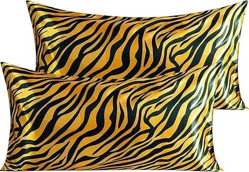 Vista 40 de BEDSUM Paquete de 2 fundas de almohada de satén de seda King para cabello y piel, suaves y lujosas, fundas de almohada con cierre de sobre, 20 x 36