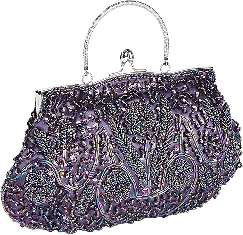 Miniatura 5 de Bolsos de noche para mujer, estilo vintage, con cuentas, diseño de lentejuelas, bolso de mano para boda