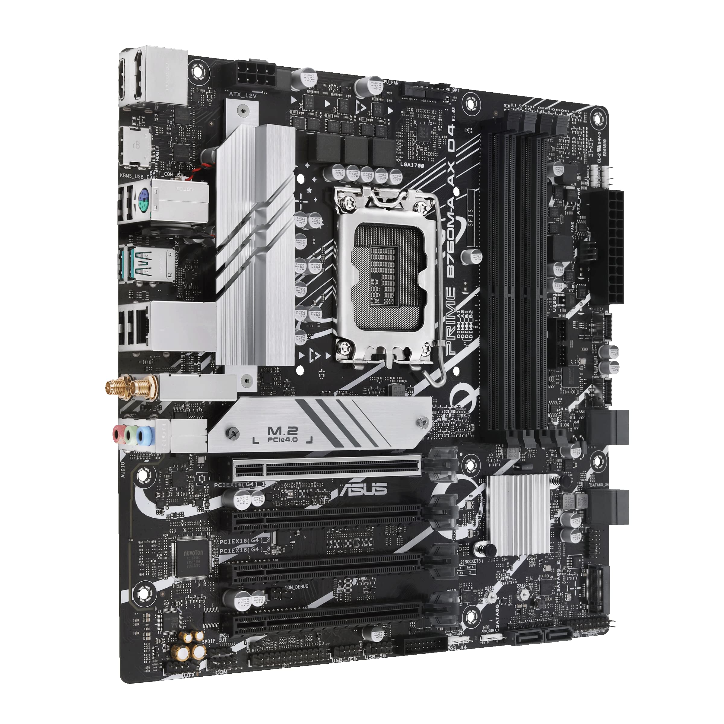 ASUS PRIME B760M-A AX D4 Intel B760 (LGA 1700) (13a e 12a generazione) scheda madre mATX, PCIe 4.0, slot 2xM.2, LAN 2,5 GB, Wi-Fi 6, DisplayPort, Dual HDMI, USB posteriore 3.2 Gen 2, USB anteriore 3.2