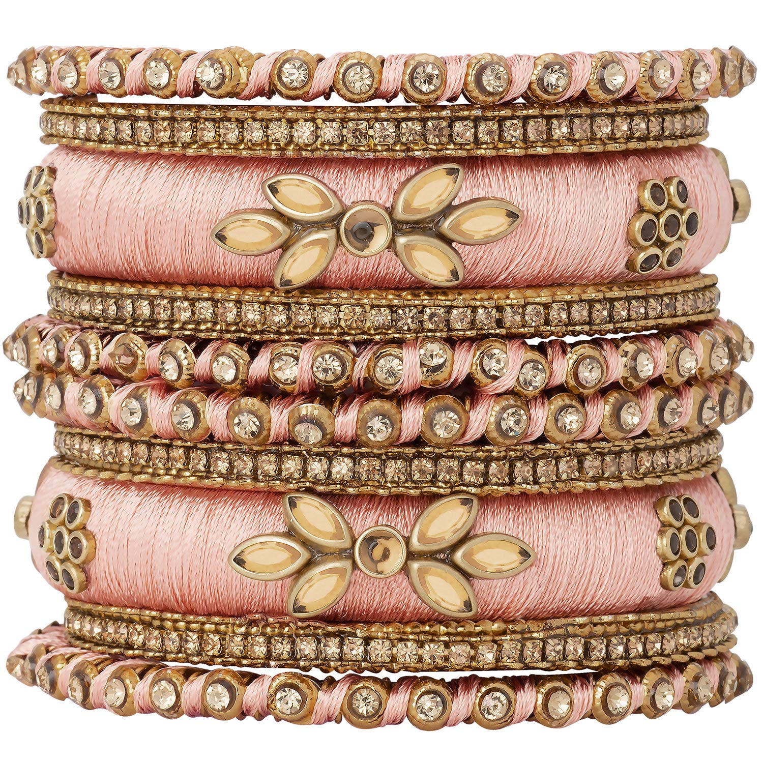 Peora Gold Plated Brass & Kundan Bangles Set Navratri Gift for Women Girls (Peach) (B08R9MB2T1) Amazon Price History, Amazon Price Tracker