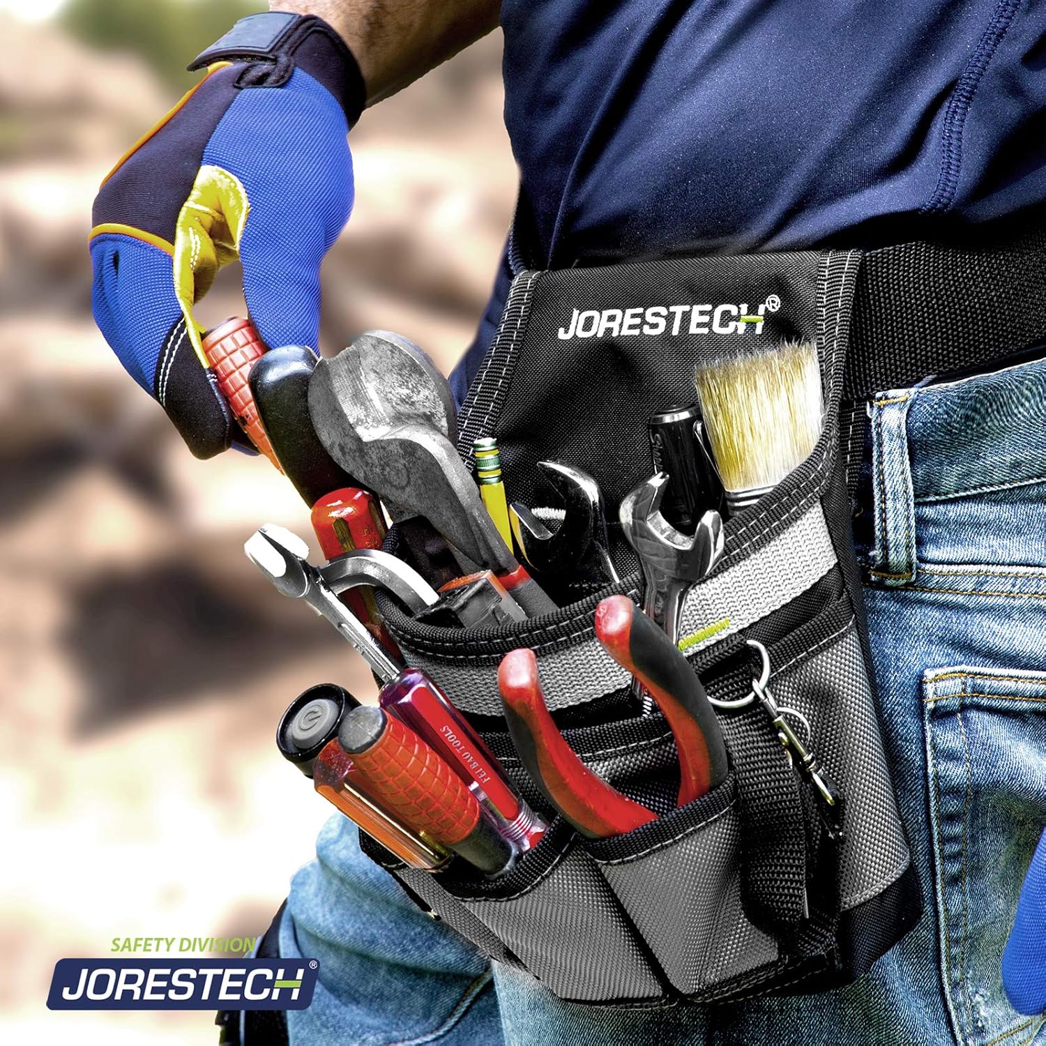 JORESTECH Hardware 6 Pocket Tool Belt Pouch - Single Sided Tool Organizer Work Apron for Construction, Carpentry, Gardening, Roofing (H-BAGT-02) (6 Pocket)