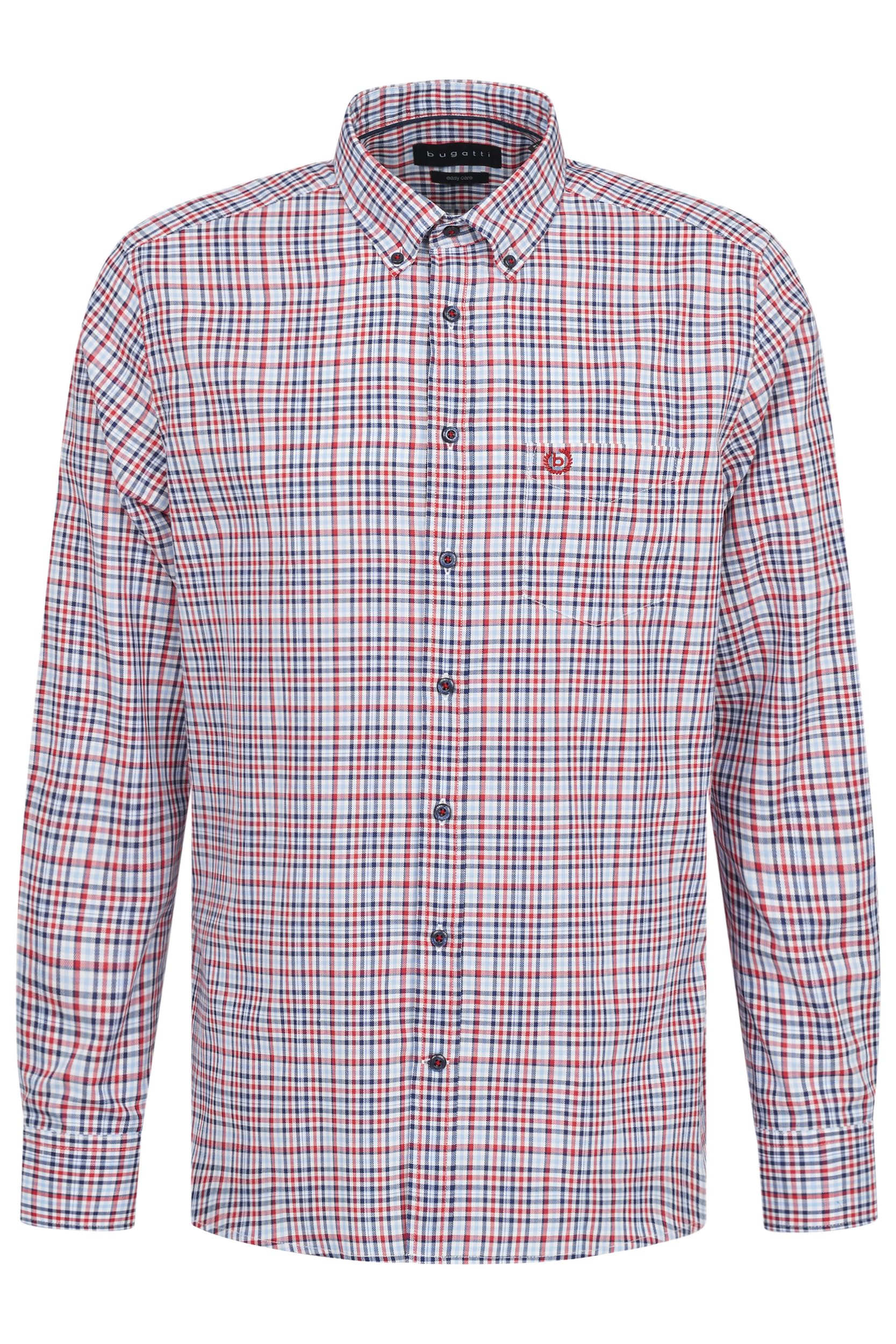 bugatti Men's Shirt Button-Down Long Sleeve Modern Fit, 950-red, S