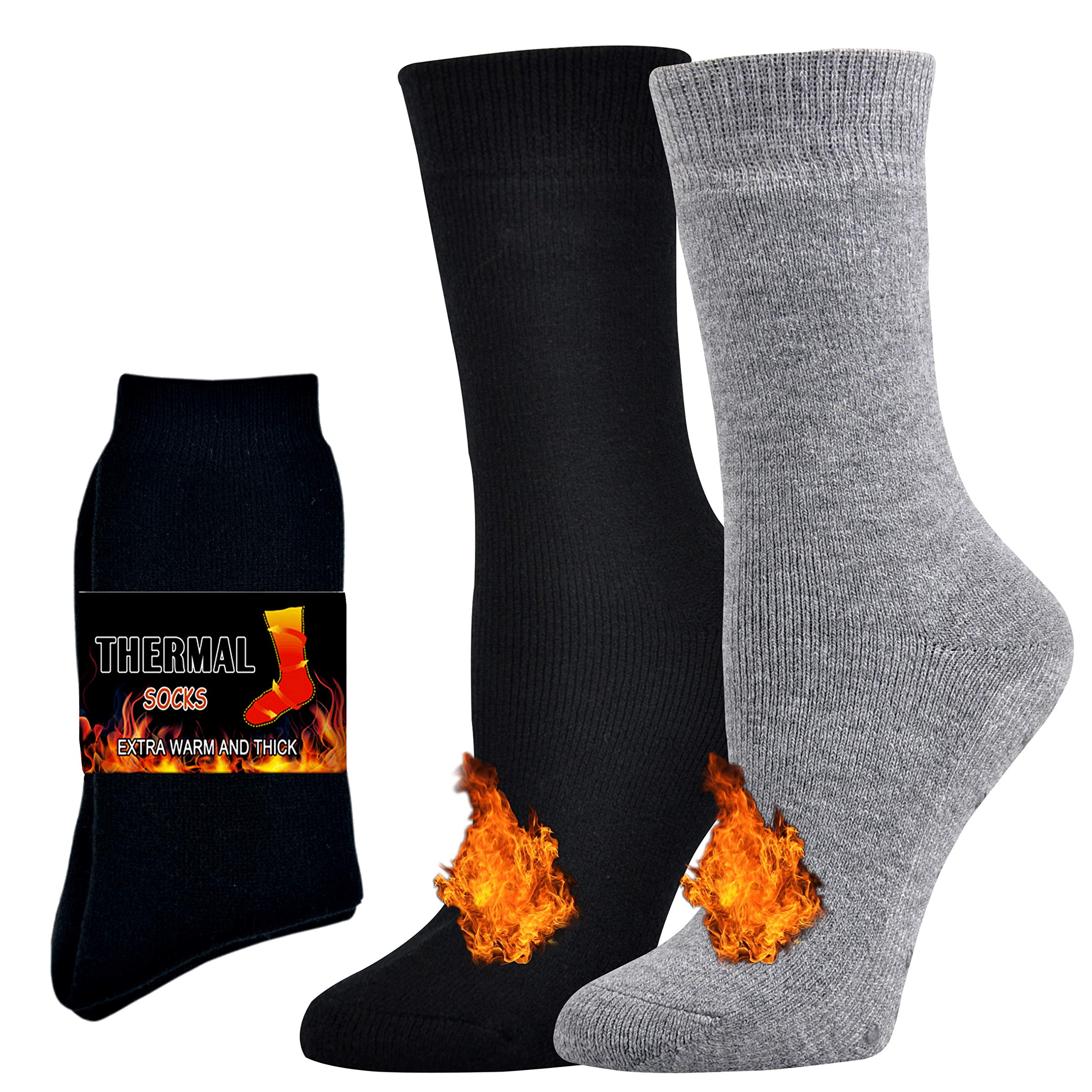Jormatt2 Pairs Women Thick Thermal Socks Non Slip Insulated Heated Heavy Warm Socks For Winter Cold Weather