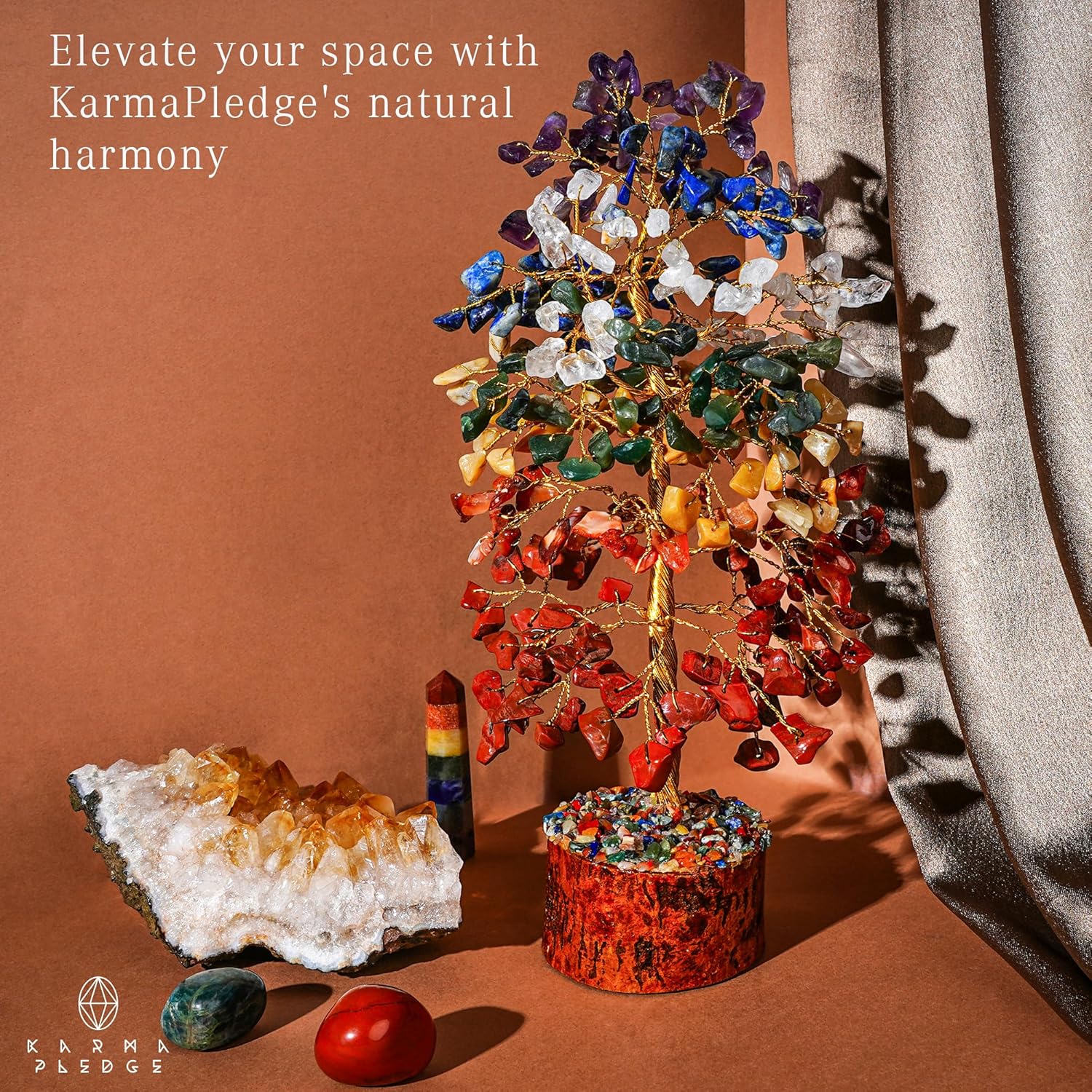 7 Chakra Healing Crystal Tree of Life for Manifestation, Handmade Crystal Tree for Good Luck, Positive Energy, Reiki, Home Office Room Wall Decor, Unique Birthday Gift for Women, Men, Mom & Dad - Image 4