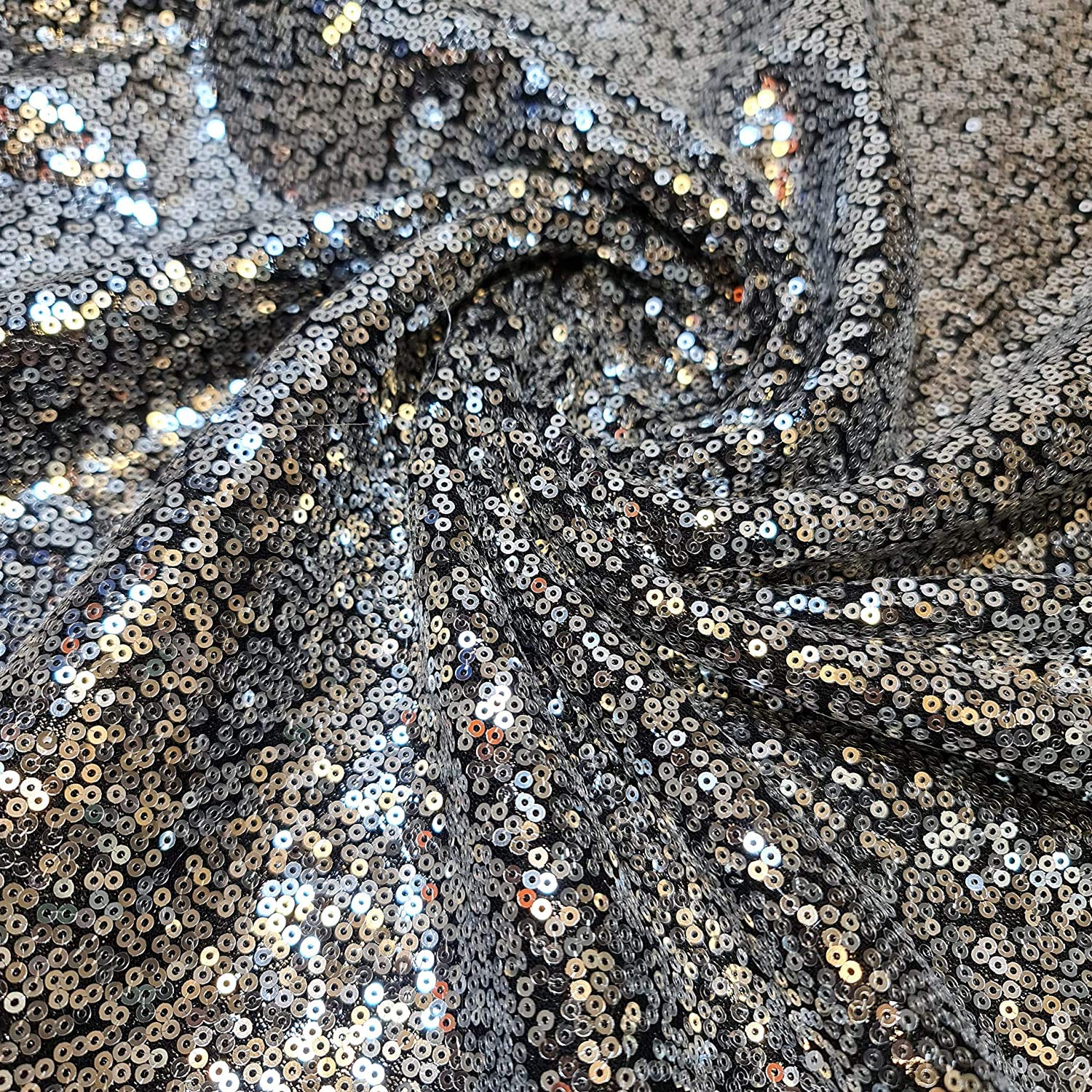 Tissu Pailleté Noir Ou Blanc Brillant - 5 Mm - Vendu Au Mètre/yard