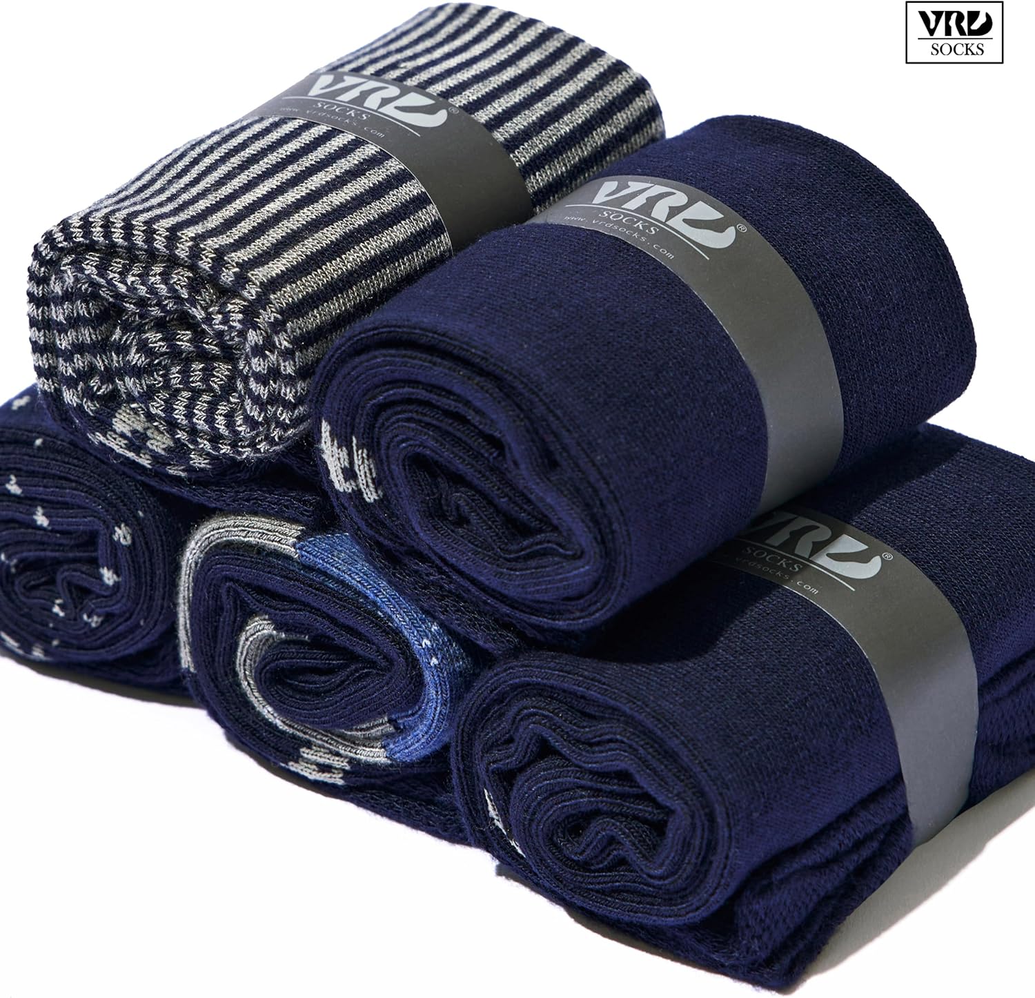 VRD Men’s Dress Socks Bamboo Rayon 5-Pack Crew Socks Fits Shoe Size 8-13 Gift Box - Image 9