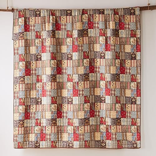 Miniatura 7 de Levtex Home - Ansara - Manta - Patchwork estampado - Borgoña Gris Rojo Taupe Azul Verde Marrón - Tamaño de la manta 50x60 pulgadas - Algodón