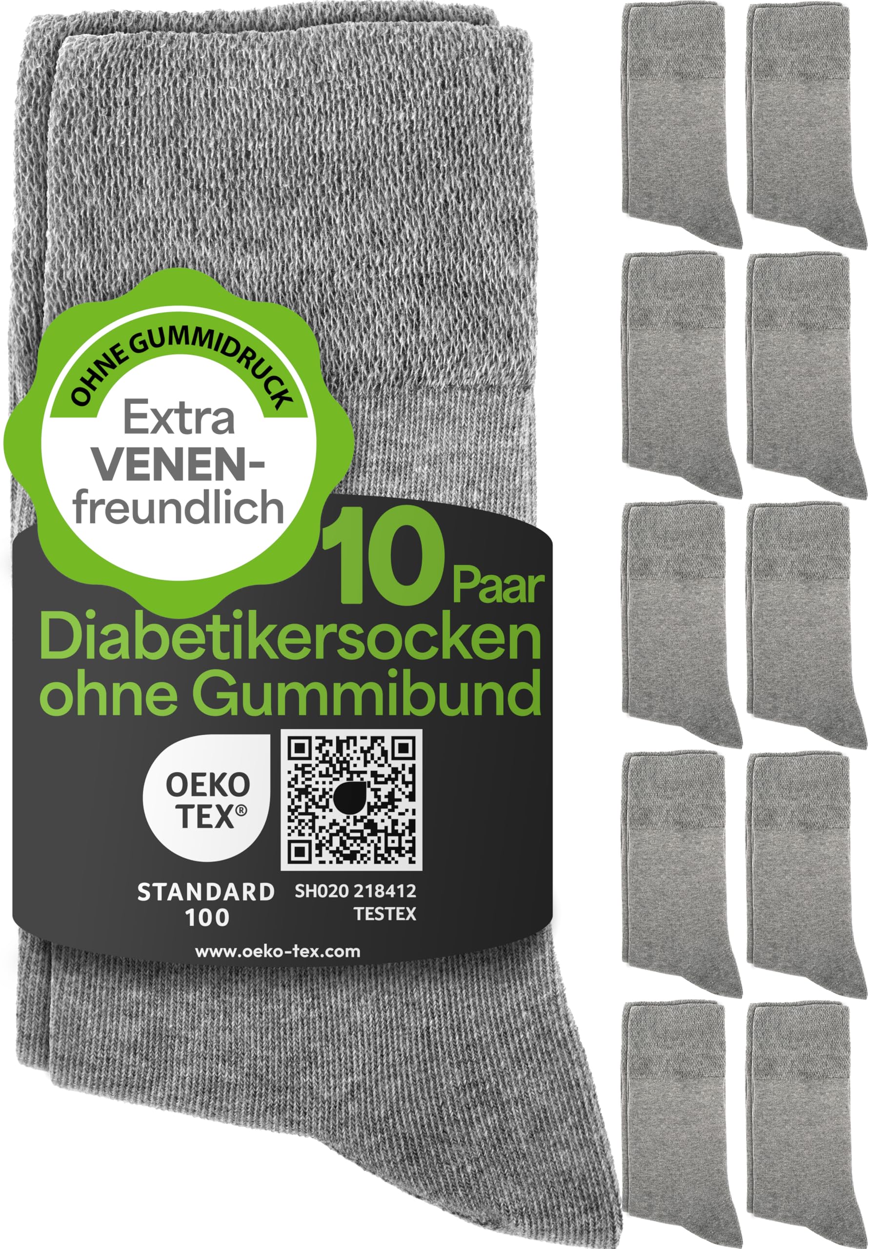 HELDENWERK Diabetikersocken für Herren & Damen 10 Paar | Diabetiker Socken ohne Gummibund & Naht aus 97% Baumwolle | Extraweite Gesundheitssocken mit Komfortbund