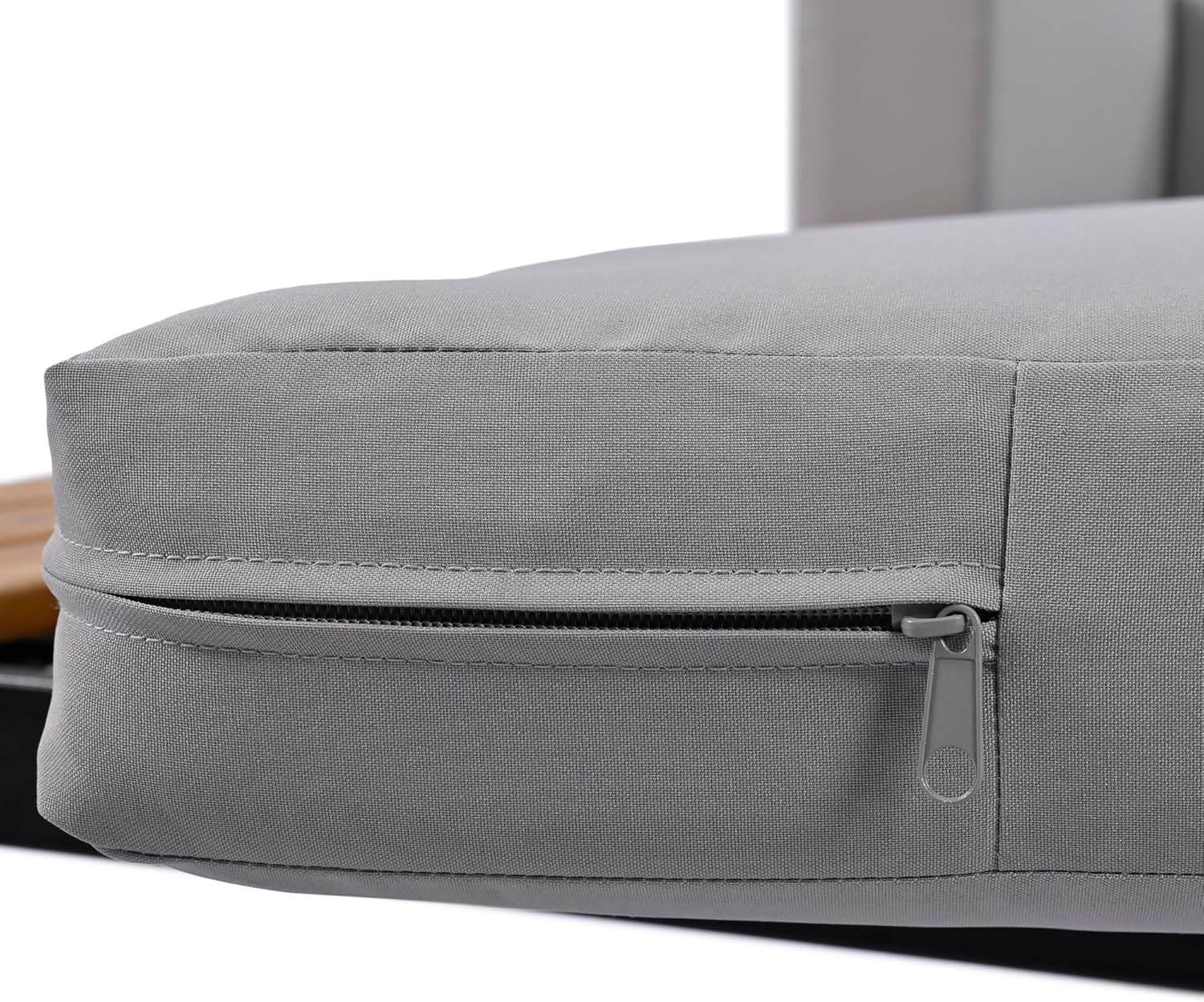 Close-up of a cushion zipper for cover removal