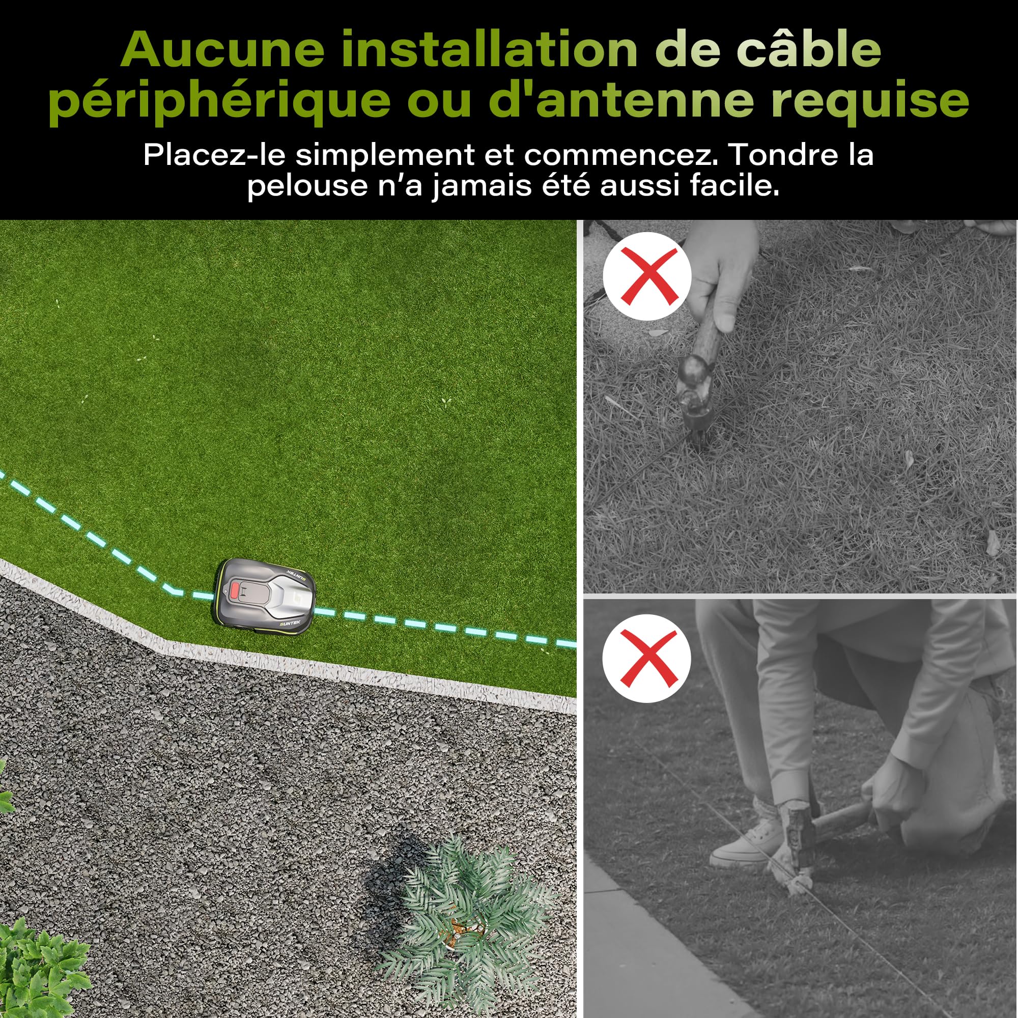 SUNTEK Robot Tondeuse sans Fil Périphérique pour 250 m² — vue 3