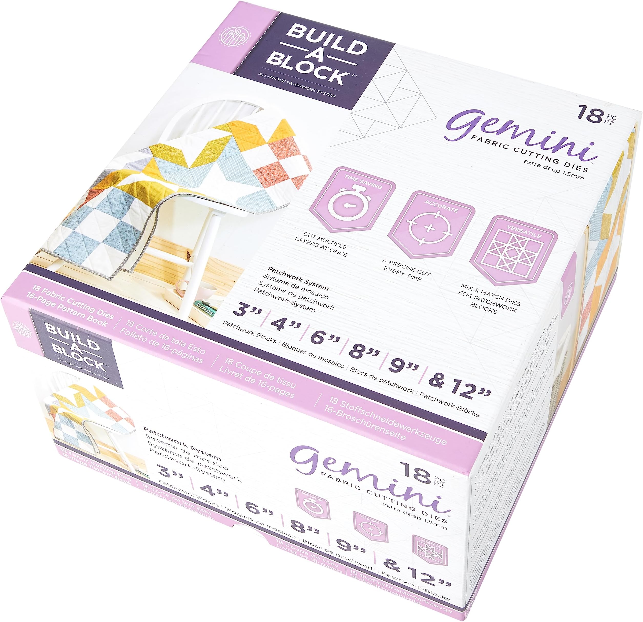 Threaders Bulld Gemini Patchwork System Build-a-Block Textile & Fabric Patch Work Quilting Set, One Size, Silver