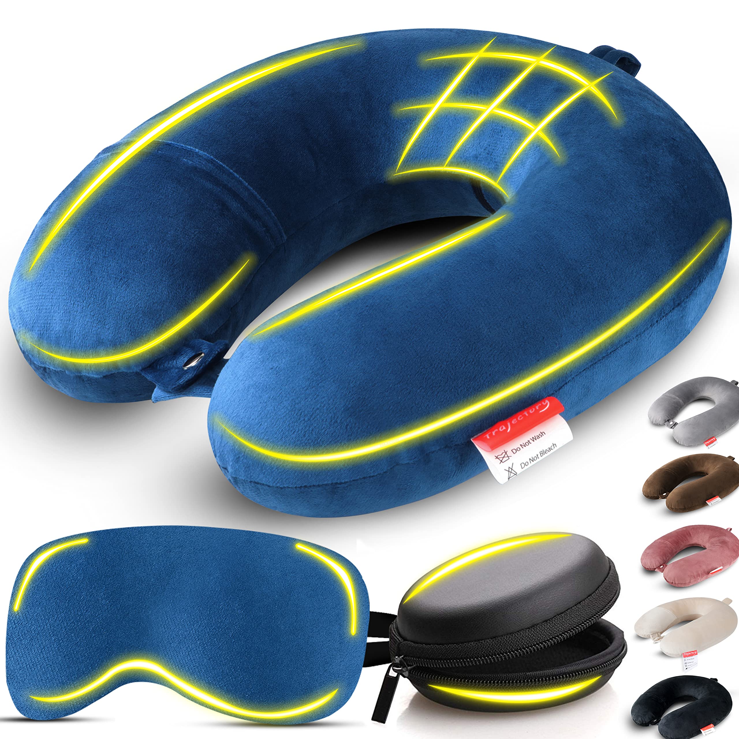 TrajectoryTrajectory Travel Neck Pillow Rest Cushion With Sleeping Eye Mask And Accessories Case Combo For Travel And Sleeping In Plane Flight Car Train Airplane For Men And Women Blue - Polyester
