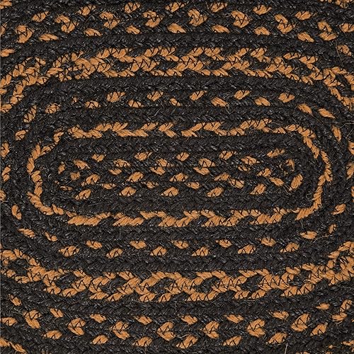 Miniatura 5 de VHC Brands Mantel individual para mesa de comedor, yute trenzado, ovalado, negro, 12 x 19 pulgadas