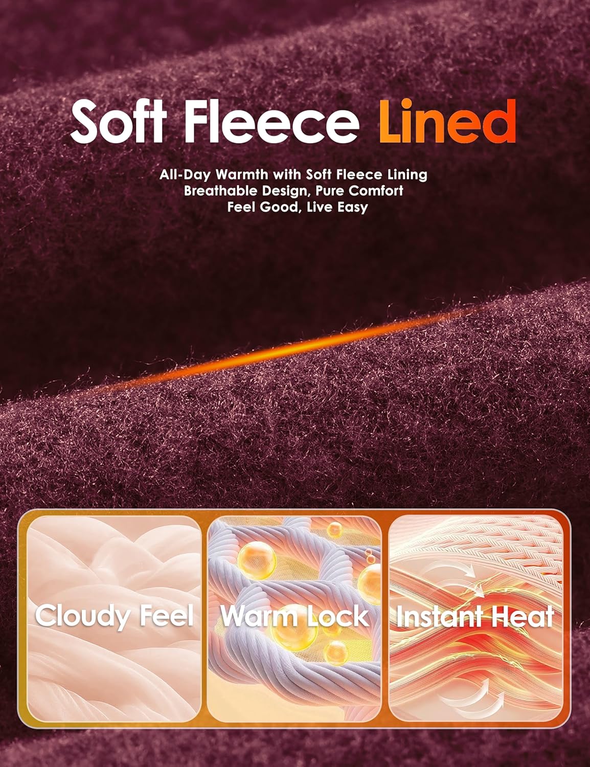 Boladeci Men's Quarter Zip Pullover Premium Fleece Lined Heather Long Sleeve Golf Shirts Midweight 1/4 Half Zip Sweatshirts - Image 3