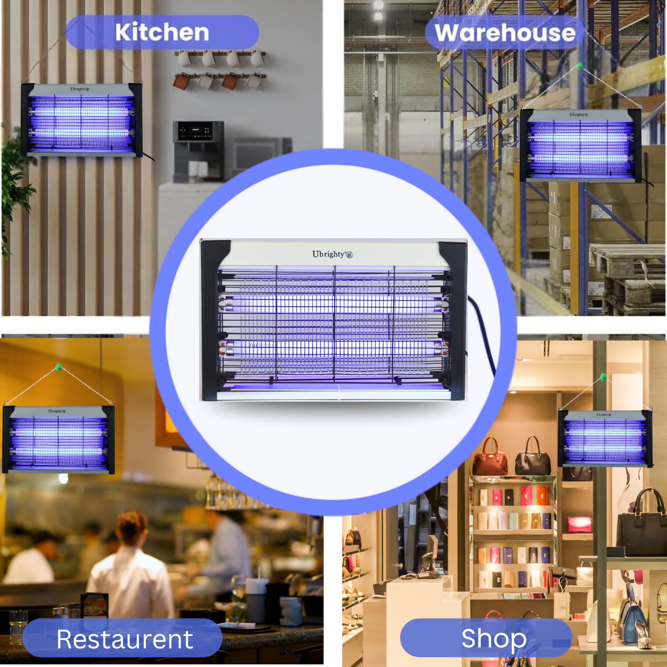 Ubrighty Insect Killer Machine-with 2 Extra Blue UV Tubes Electric Fly Catcher Machine Makhi Flies Killer Trapper-Bug Zapper for Home Kitchen House Bedroom Mosquito lamp Indoor Restaurants (W20) - Image 6 thumbnail