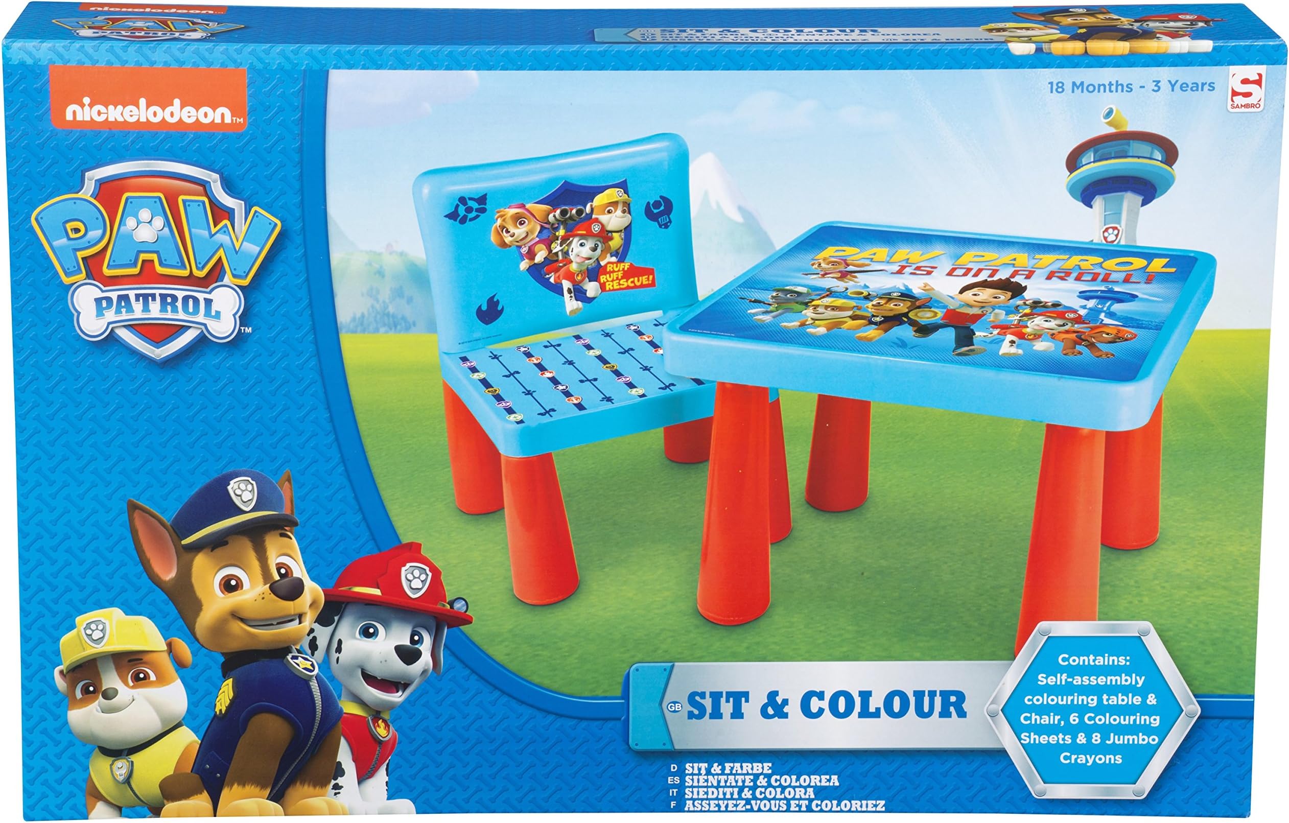 PAW PATROL SIT & COLOUR DRAWING COLOURING ART DESK TABLE CHAIR PLAY SET GIFT