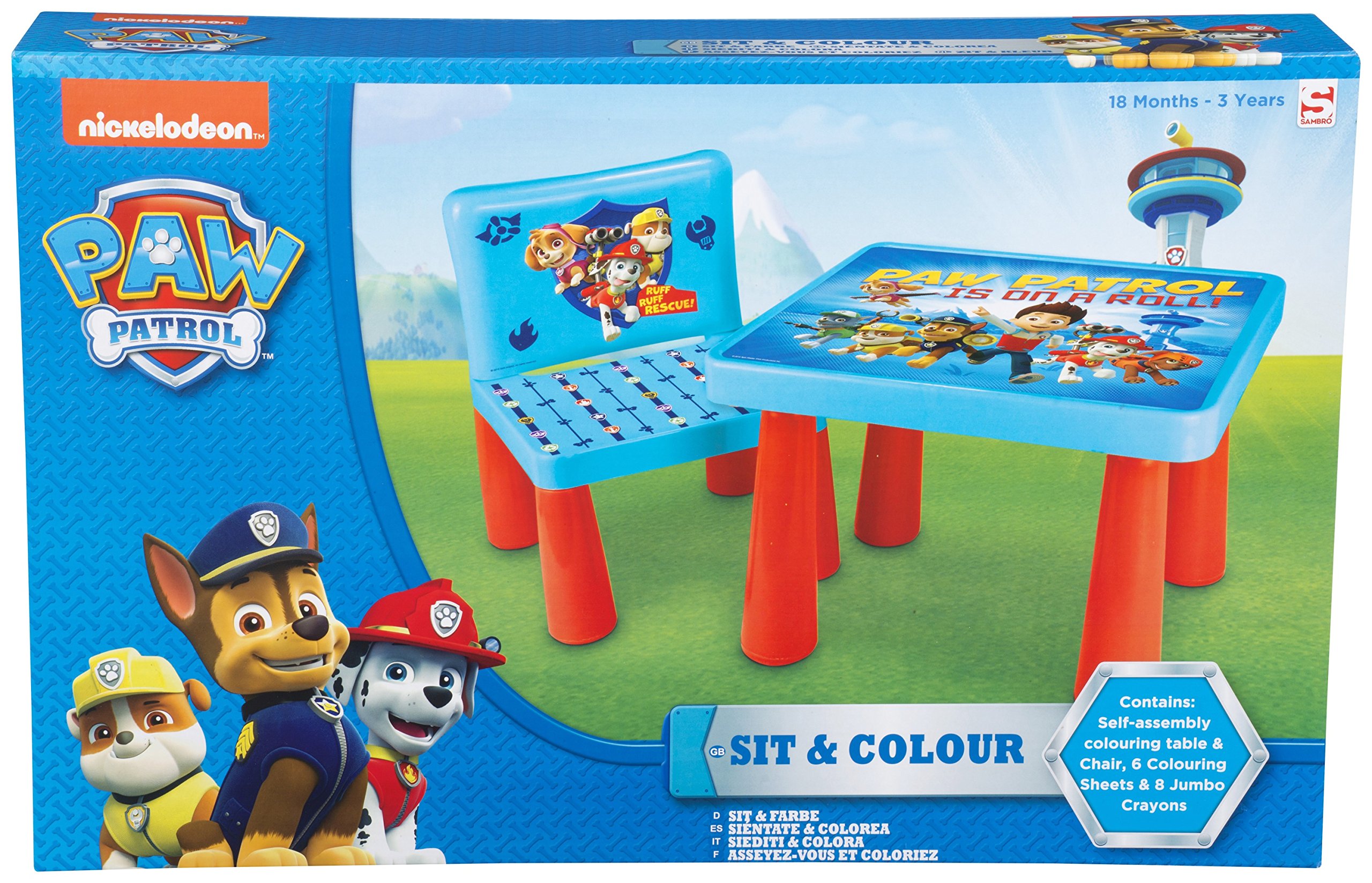 PAW PATROL SIT & COLOUR DRAWING COLOURING ART DESK TABLE CHAIR PLAY SET GIFT