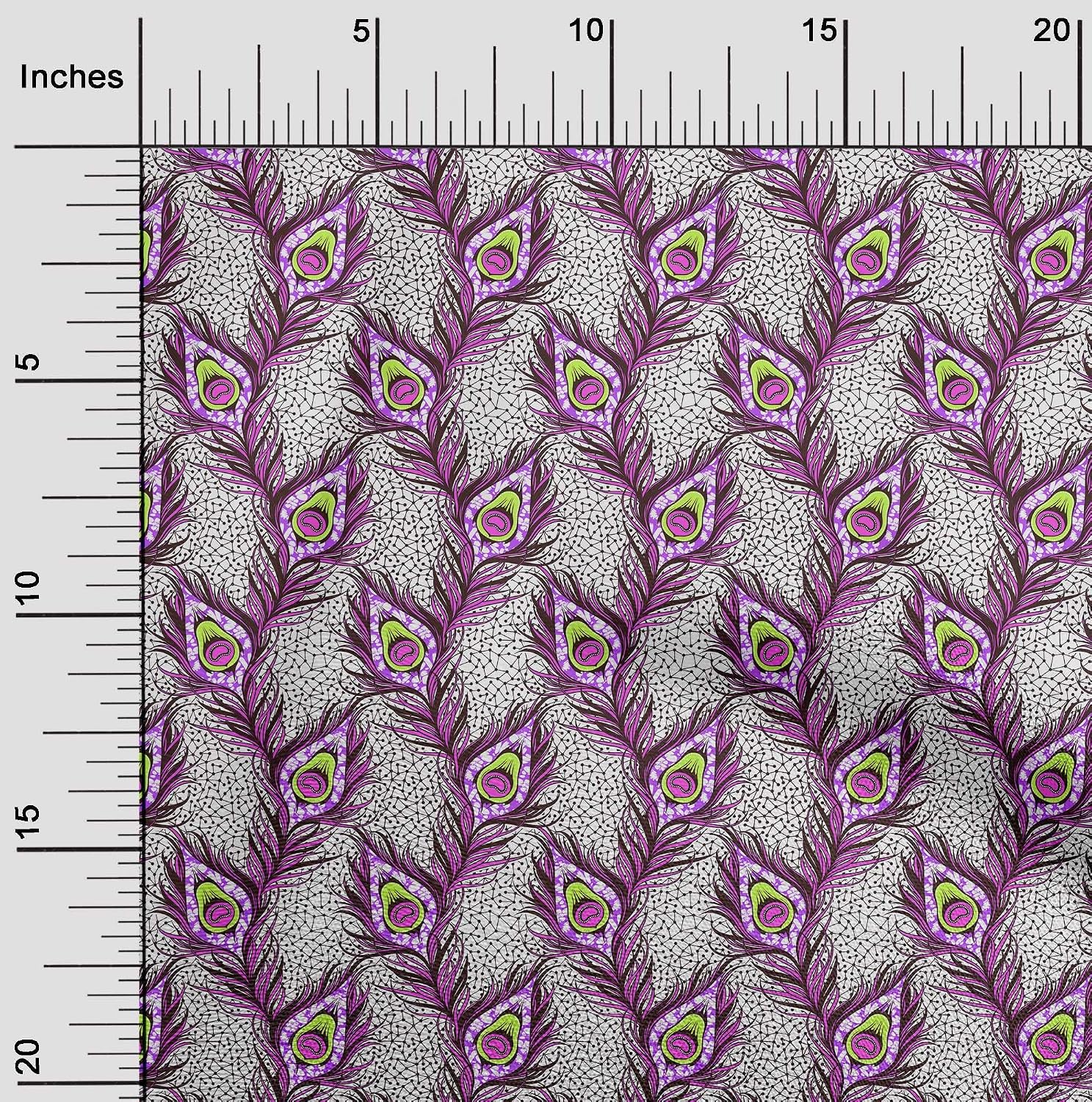 oneOone Viscose Chiffon Fuschia Pink Fabric Feather Dress Material Fabric Print Fabric By The Yard 42 Inch Wide