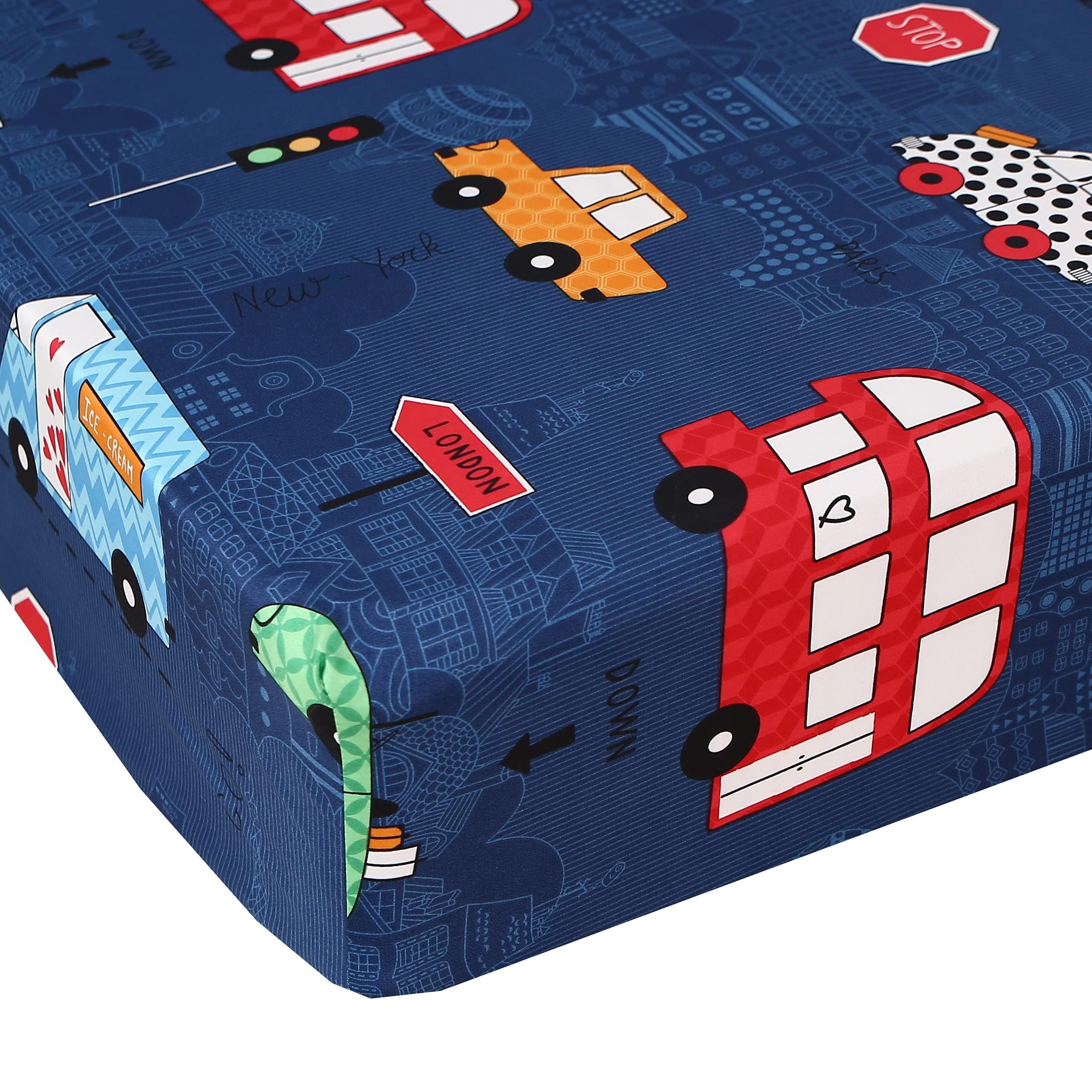 Juego de sábanas de 3 piezas para niños, niñas, adolescentes y amantes de los automóviles, tamaño individual, con 1 sábana bajera ajustable de 14 pulgadas de profundidad y 2 fundas de almohada. 4