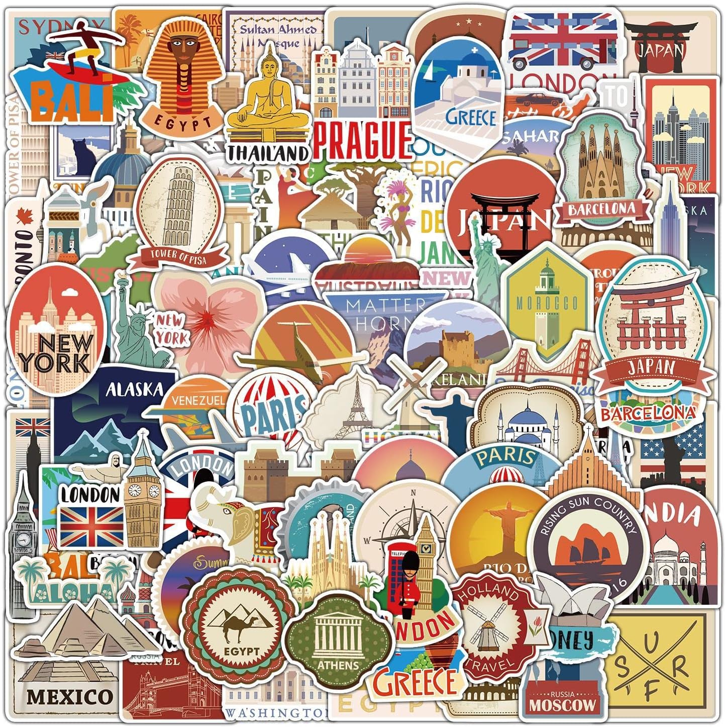 Amazon.com: US Map Stickers - 50 Pack Around The World Stickers Map ...