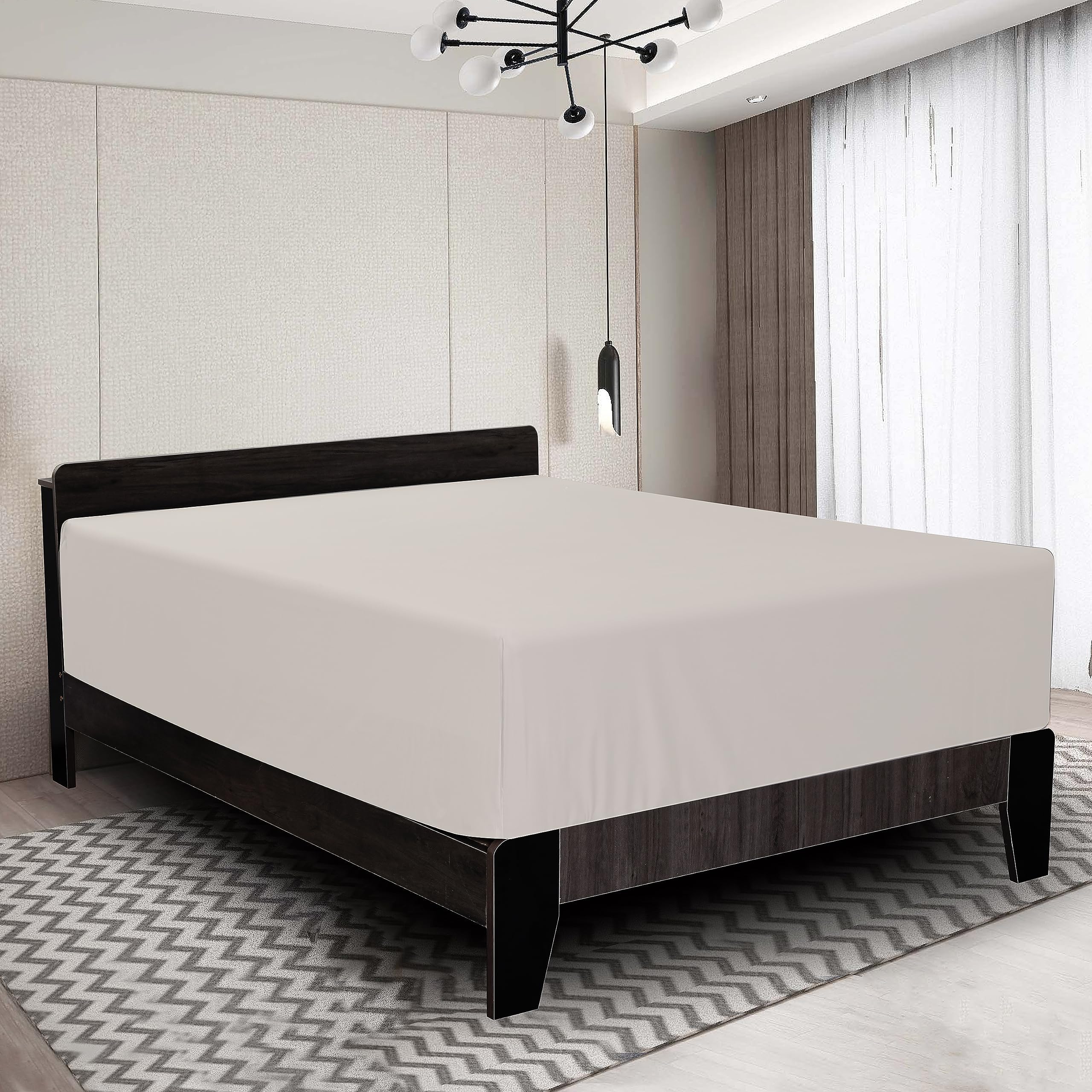 1000 Thread Count 100% Egyptian Cotton 1Pc Fitted Sheet only,King Size Satin Pattern Bottom Sheet,18" Deep Pocket,Soft & skinfriendly for Home and Hotel(1 Pc Twin Size,Light Beige)