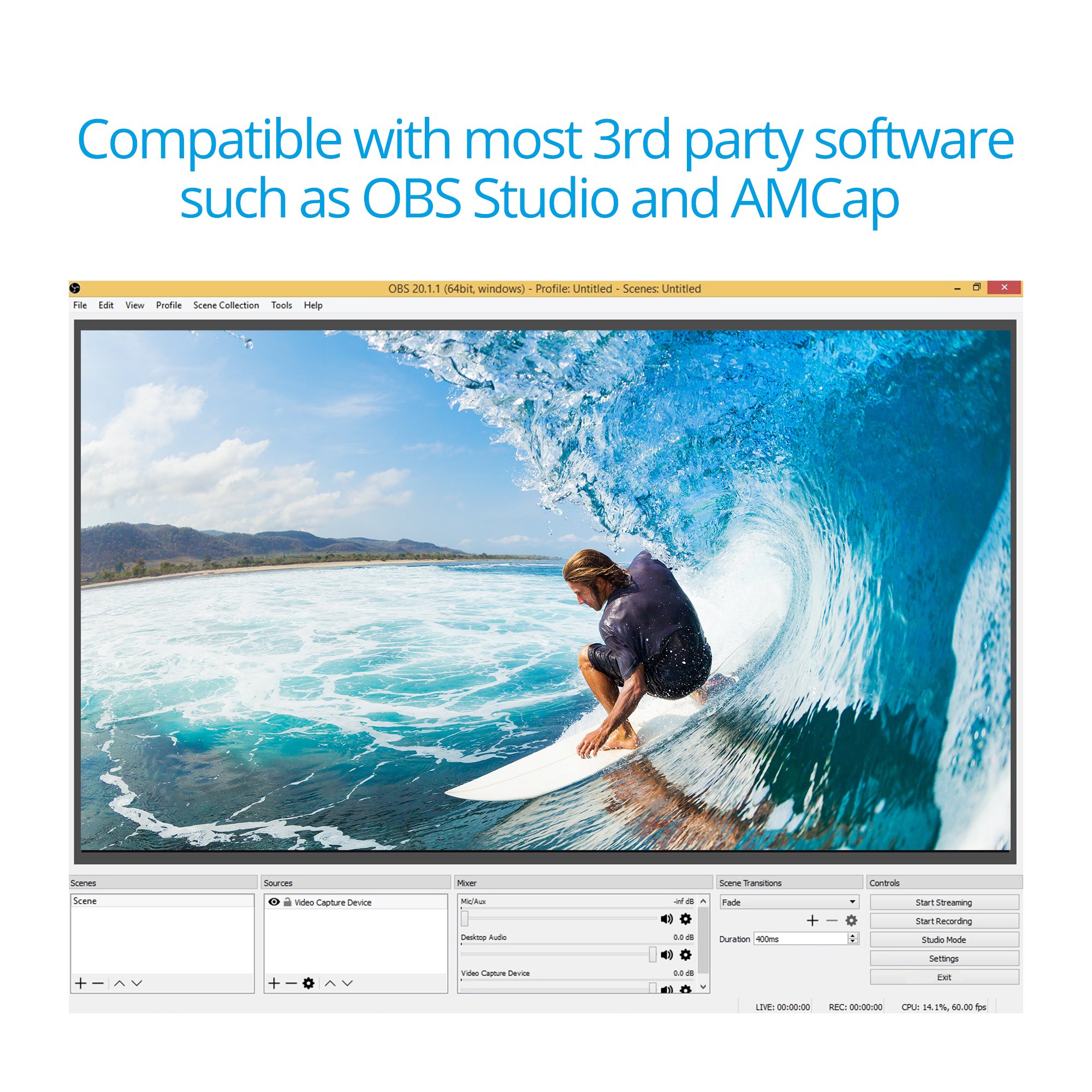 gofanco Dispositivo per Scheda di acquisizione Video SDI Prophecy su USB 3.0 – Segnali 3G/HD/SD-SDI, acquisizione e Streaming a 1080p a 60 Hz con loopout SDI, Nero