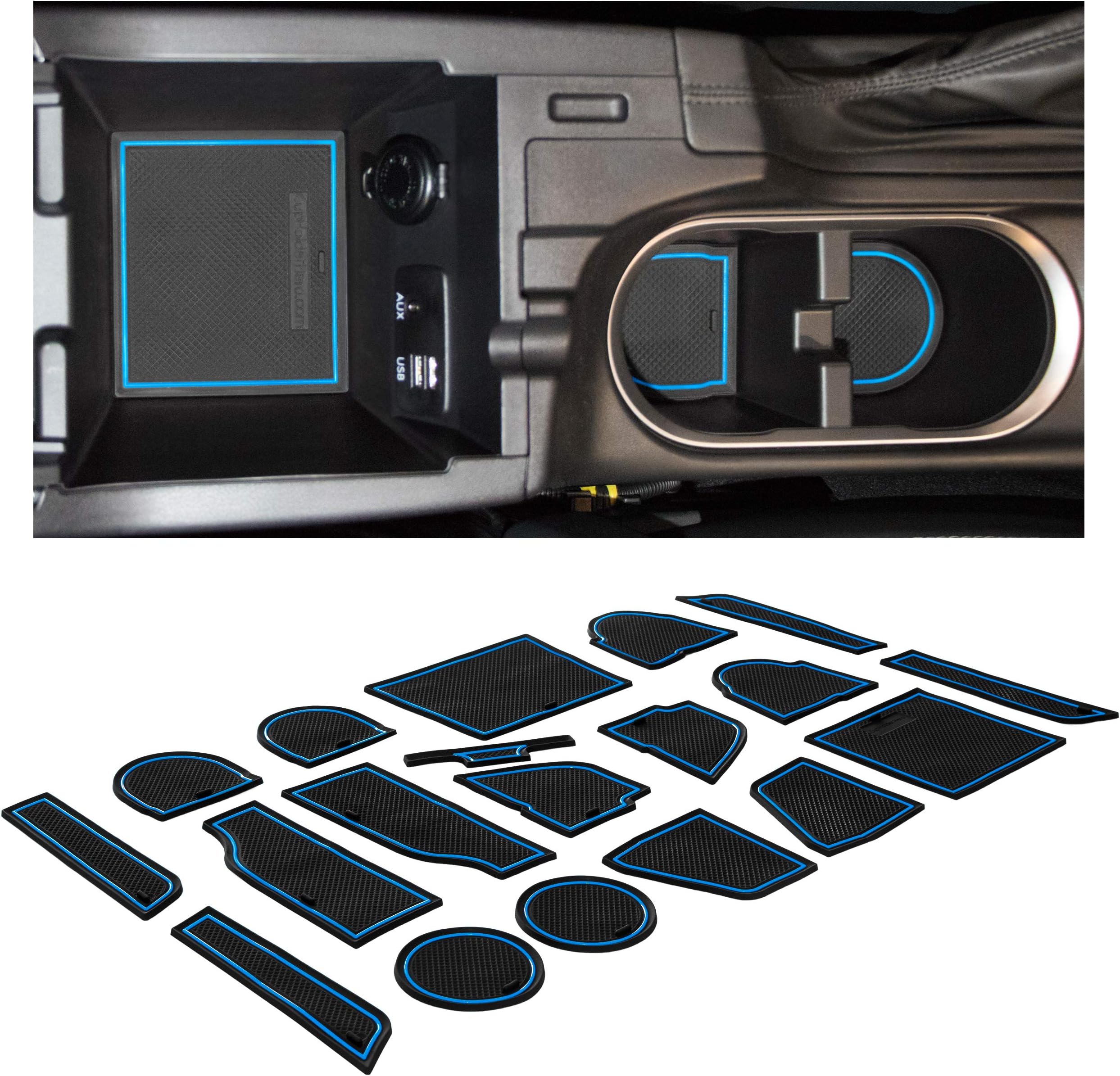 CupHolderHero Fits Subaru Crosstrek 2018-2023 and Subaru Impreza 2017-2023 Accessories - Premium Custom Non-Slip Anti-Dust Cup Holder Inserts, Center Console Liners, Door Pocket Mats, 19pc, Blue Trim