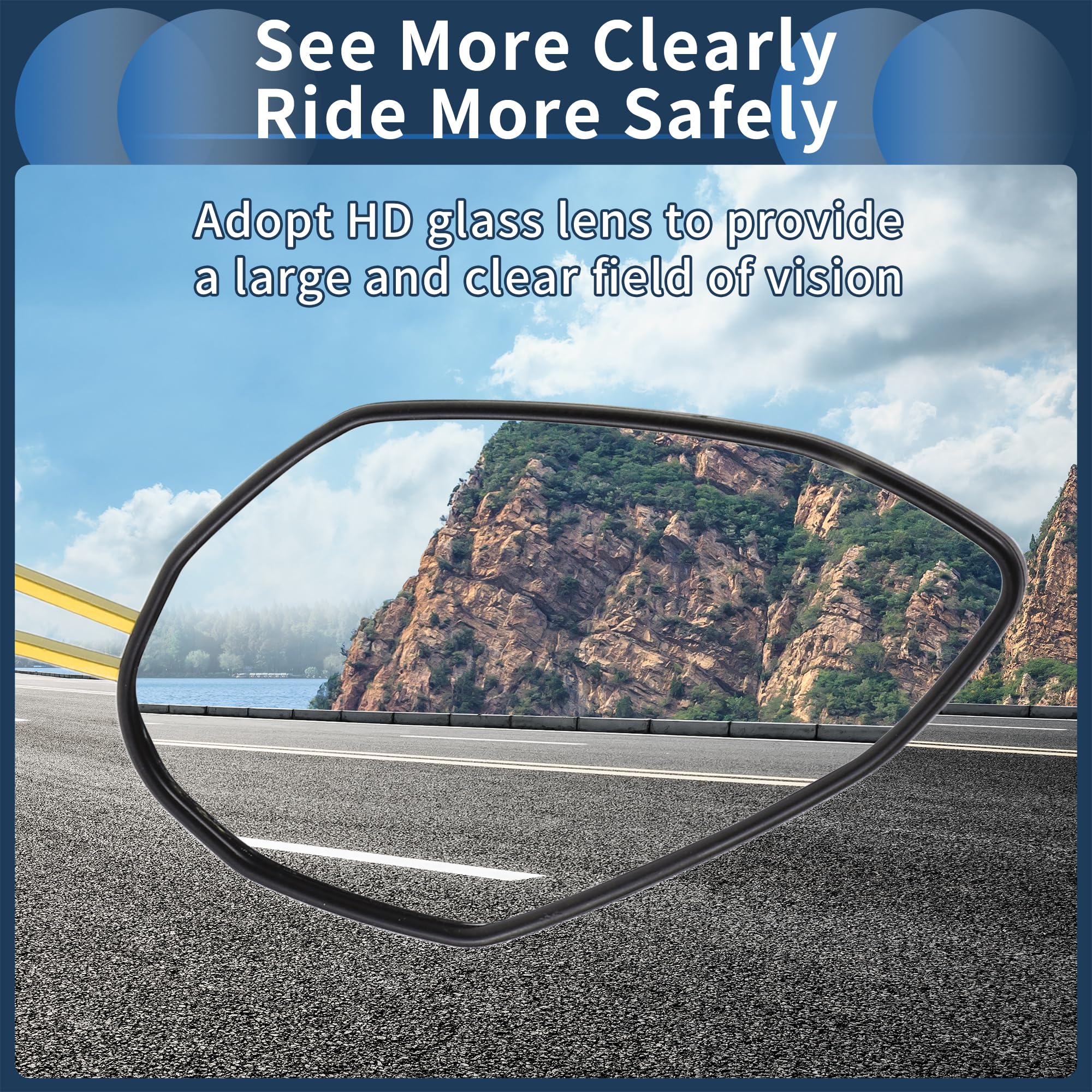 REPAIROCK 1 Set Motorcycle Rear View Mirrors Bar End Side Mirrors Mount Universal Adjustable Aluminum Alloy Plastic Black M10 M8 Prismatic Shape - View #14