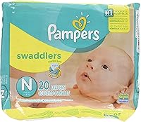 Pampers Swaddlers Newborn Diapers NB Up to 10 lbs 20 Count - Softest Comfort Wetness Indicator Umbilical Protection