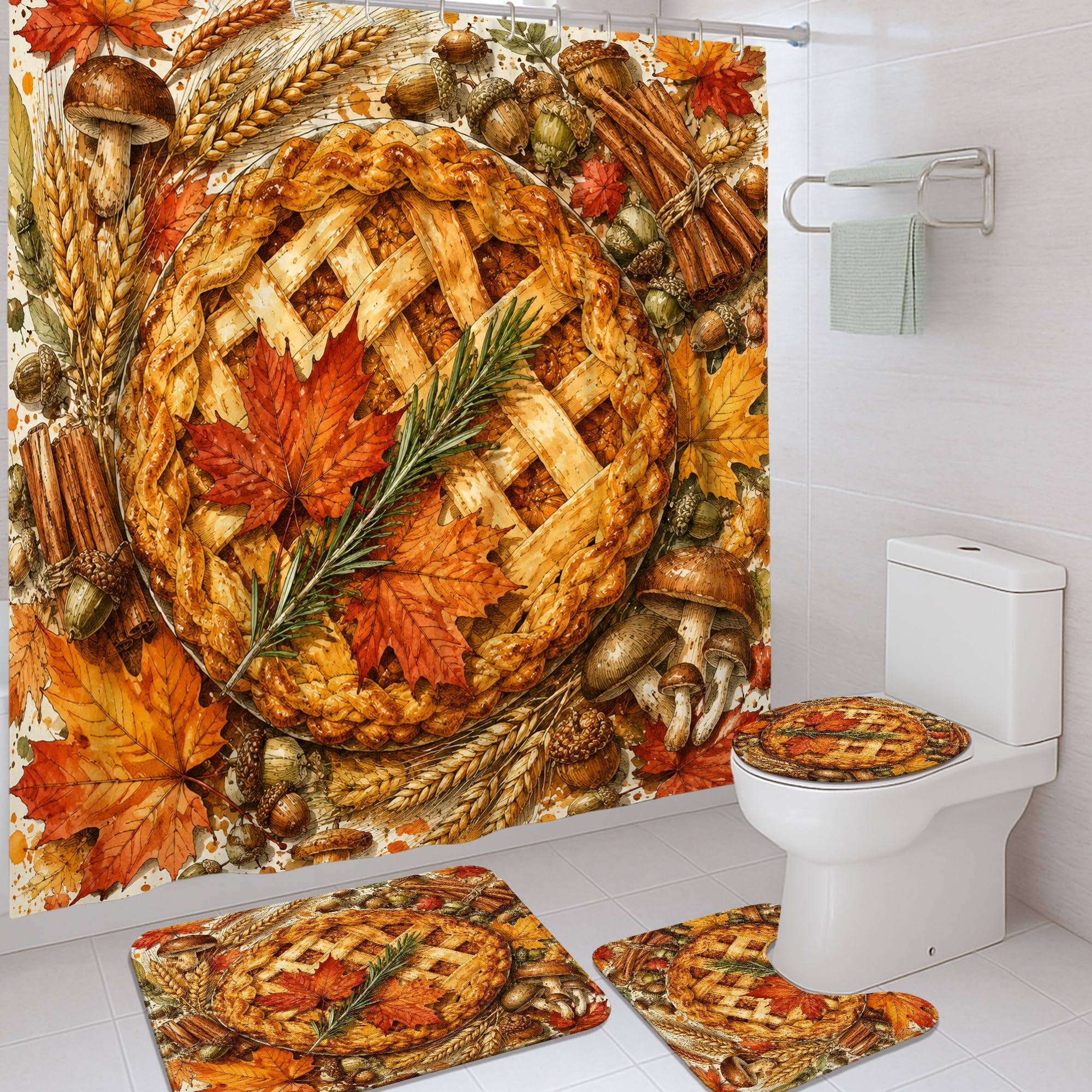 Rideau de douche de qualité supérieure imperméable aux finitions glands style rustique