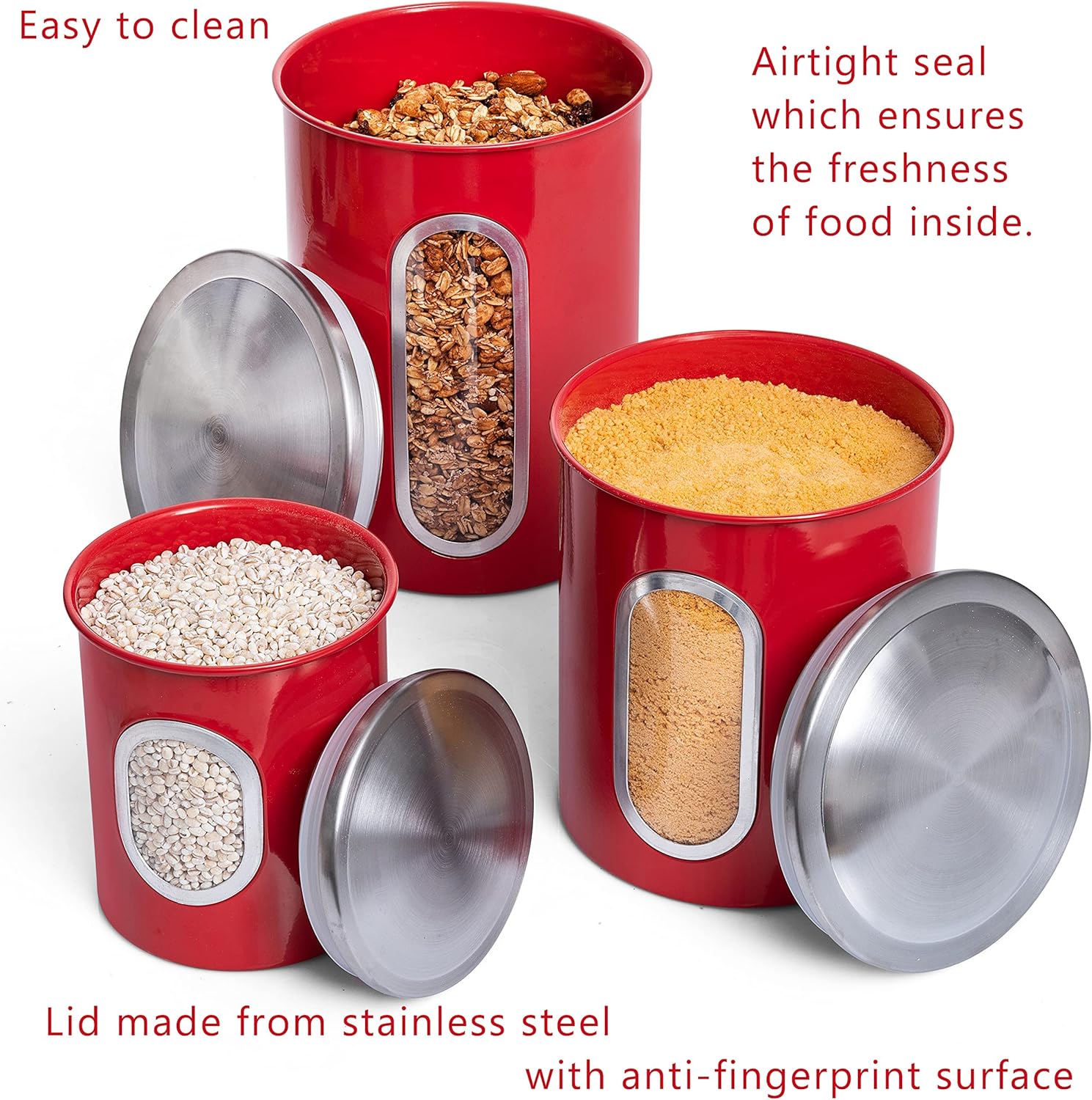 Mixpresso Stovetop Espresso Coffee Maker 10oz/6 Espresso Cup, Moka Coffee Pot with Coffee Percolator Design, Stainless Steel Stovetop Espresso Maker, Italian Coffee Maker, Bundle With 3 Piece Red Can