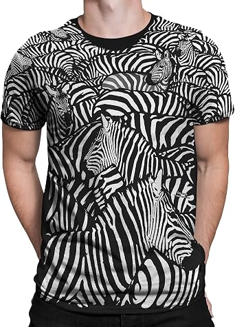 Liquid Blue Unisex Adult White Zebra All Over Print Short Sleeve T-Shirt