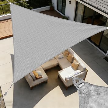 Triangle Sun Shade Sail 24x24x24 Canopy Sunshade, Light Gray