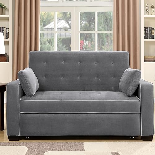 Miniatura 58 de Serta Ainsley Sofá biplaza con cama extraíble de microfibra Java Full Java,Carbón vegetal,Gris claro,Ostra,Azul marino