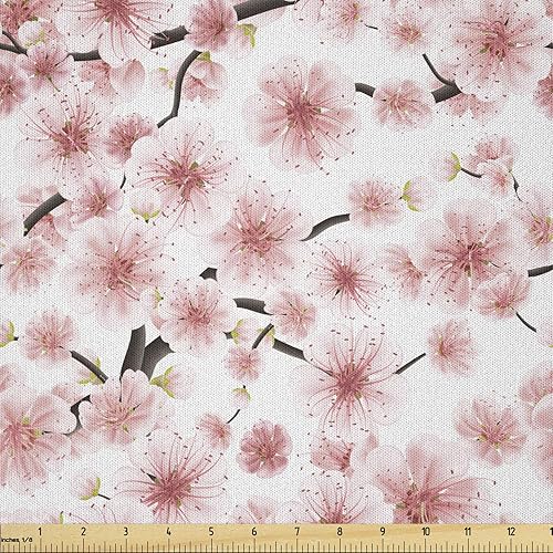 Vista 199 de Ambesonne Tela beige de The Yard, ilustración contemporánea de animales marinos en estilo retro, arte de caballito de mar de cangrejo de pulpo, tela