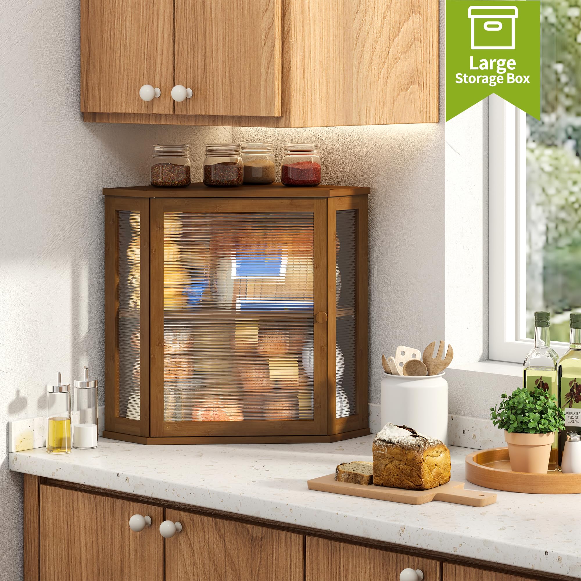 Amazon.com: BMOSU Corner Bread Box for Kitchen Countertop Double