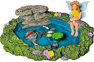 Mood Lab Fairy Garden - Miniature Fish Pond and Fairy Figurine Kit