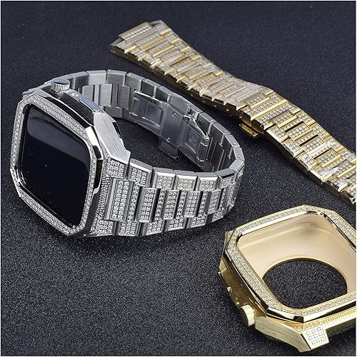 Miniatura 4 de KGDHB Diamond Modification Kit for Apple Watchband 45mm Stainless SteelStrap Case for Series Iwatch 7 6 5 SE 4 Accessoires Mod Set