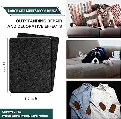 Vista 9 de Azobur Parche de reparación de sofá, parche de microfibra de gran tamaño, tela autoadhesiva, combinación súper rentable (marrón)