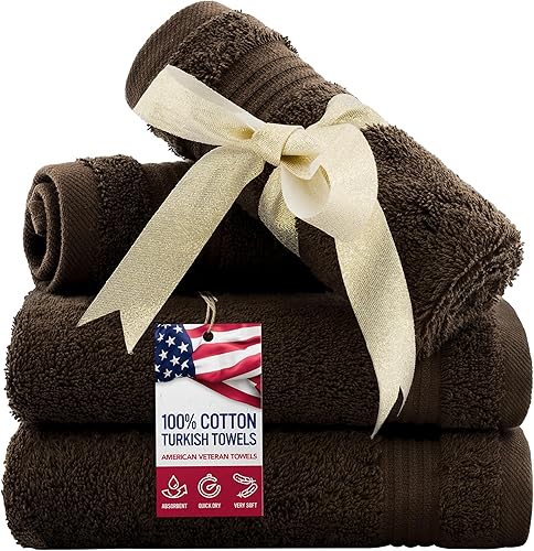 Vista 373 de American Veteran Towel, Juego de 4 toallas de mano para baño, juego de toallas de mano turcas 100% algodón, toallas de mano suaves, toallas de mano