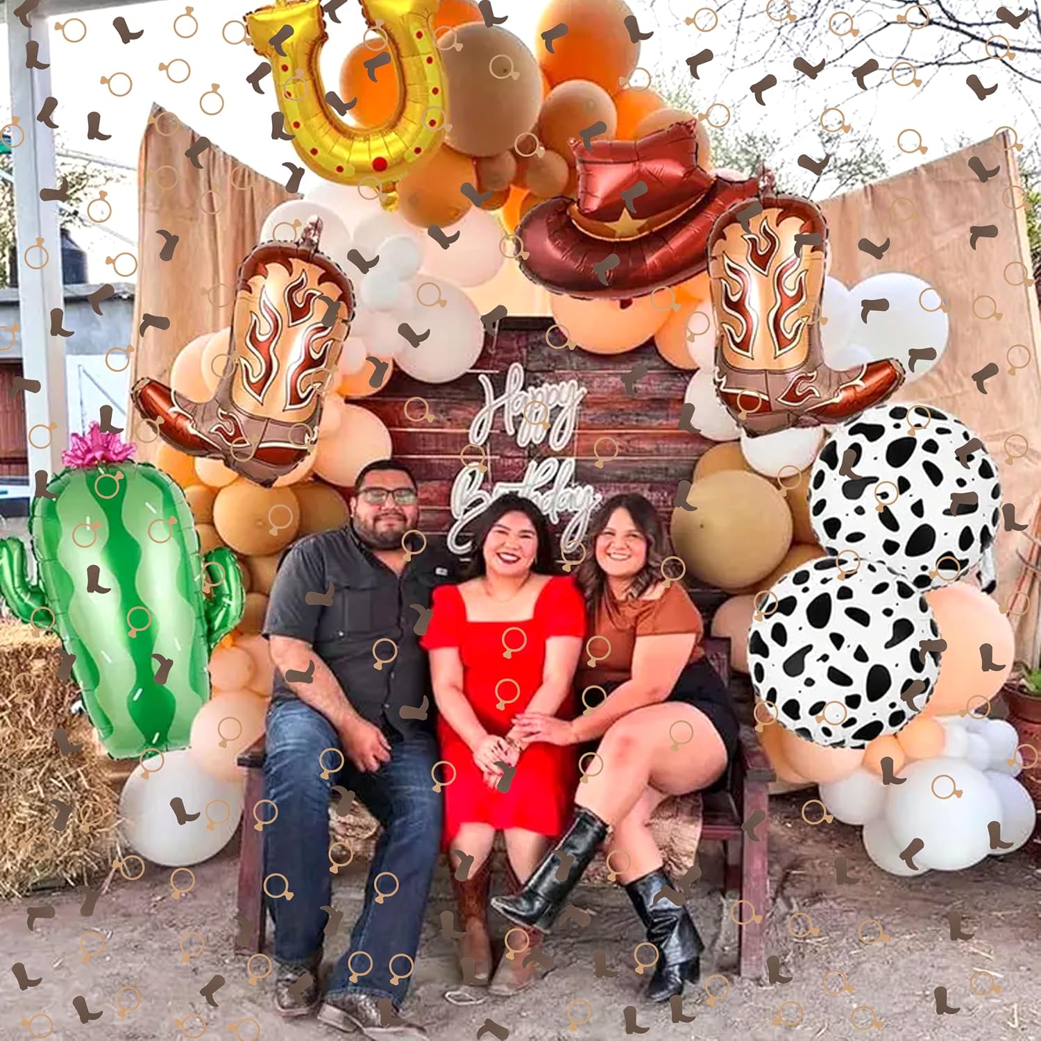 Boots and Ring Confetti - Last Ride Bachelorette Party Decoration, Western Cowgirl Bridal Shower Supply, Rustic Last Rodeo Table Decor, Lets Get Nashty Table Confetti Cake Smash Photo Prop (200 Pcs)