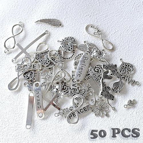 Miniatura 3 de HERZWILD Conector de joyería de metal mezclado, conjunto de colgantes, colgante de joyería DIY, colgante de signo infinito, conector de joyería de