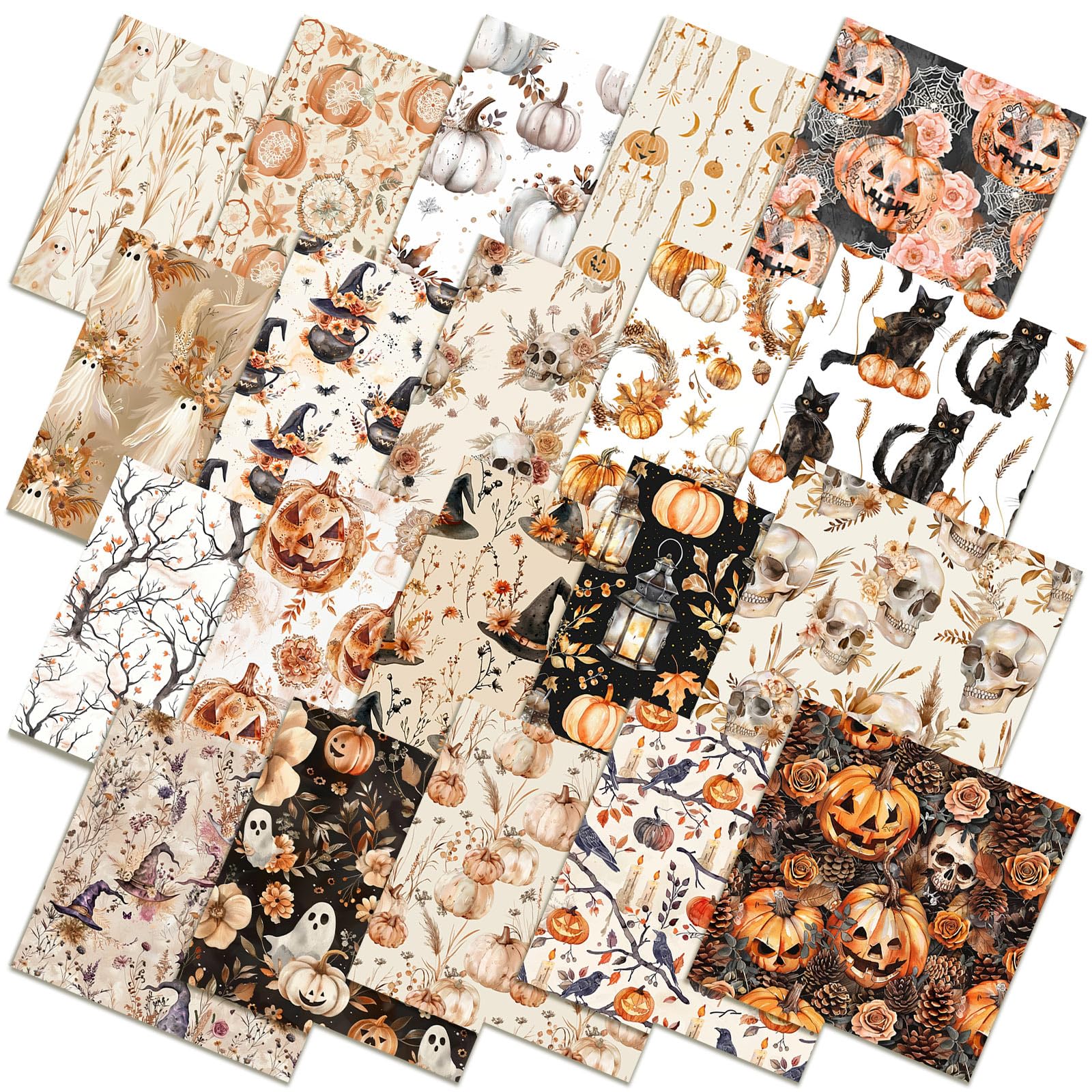 Ganeen 60 Pcs 10 x 10 Inch Boho Halloween Fall Quilting Fabric Squares