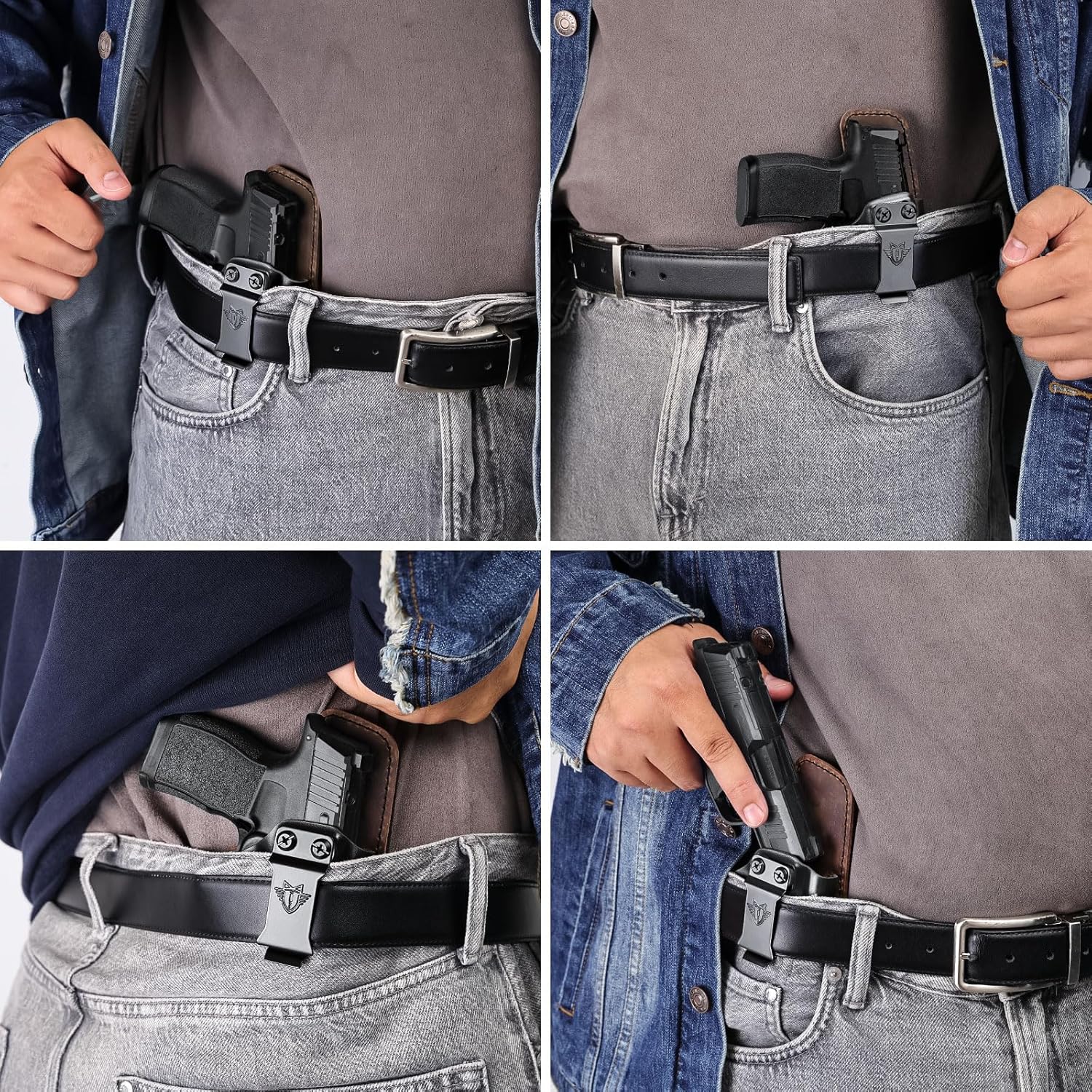 IWB Holster Compatible with Sig P365 / P365 SAS / P365 X Kydex Leather Hybrid Holster Concealed Carry Pistol Holster for Appendix Inside Waistband Right Handed (SigP365/P365SAS/P365X)