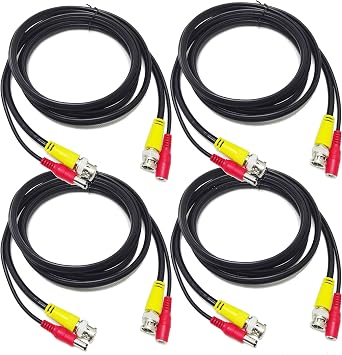 New Pre-Made All-in-One Siamese RG59 BNC Video and Power CCTV Security Camera Cable for HD AHD DVR SDI Camera Connection RG 59 HD Cable, 12X6.6ft Black 12 per Pack